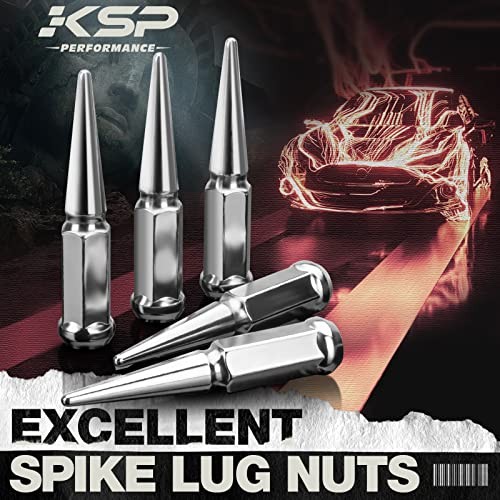 KSP M14X1.5 Spike Lug Nuts, 32PCS Chrome 14mmx1.5 Wheel Spiked Lug Nut for