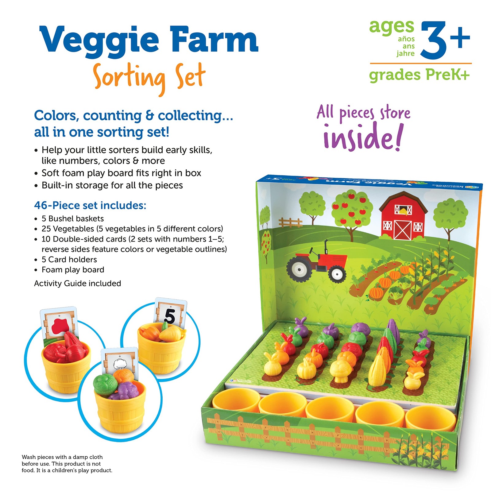 Learning Resources Veggie Farm Sorting Set 46 Piece Color Recognition Toy