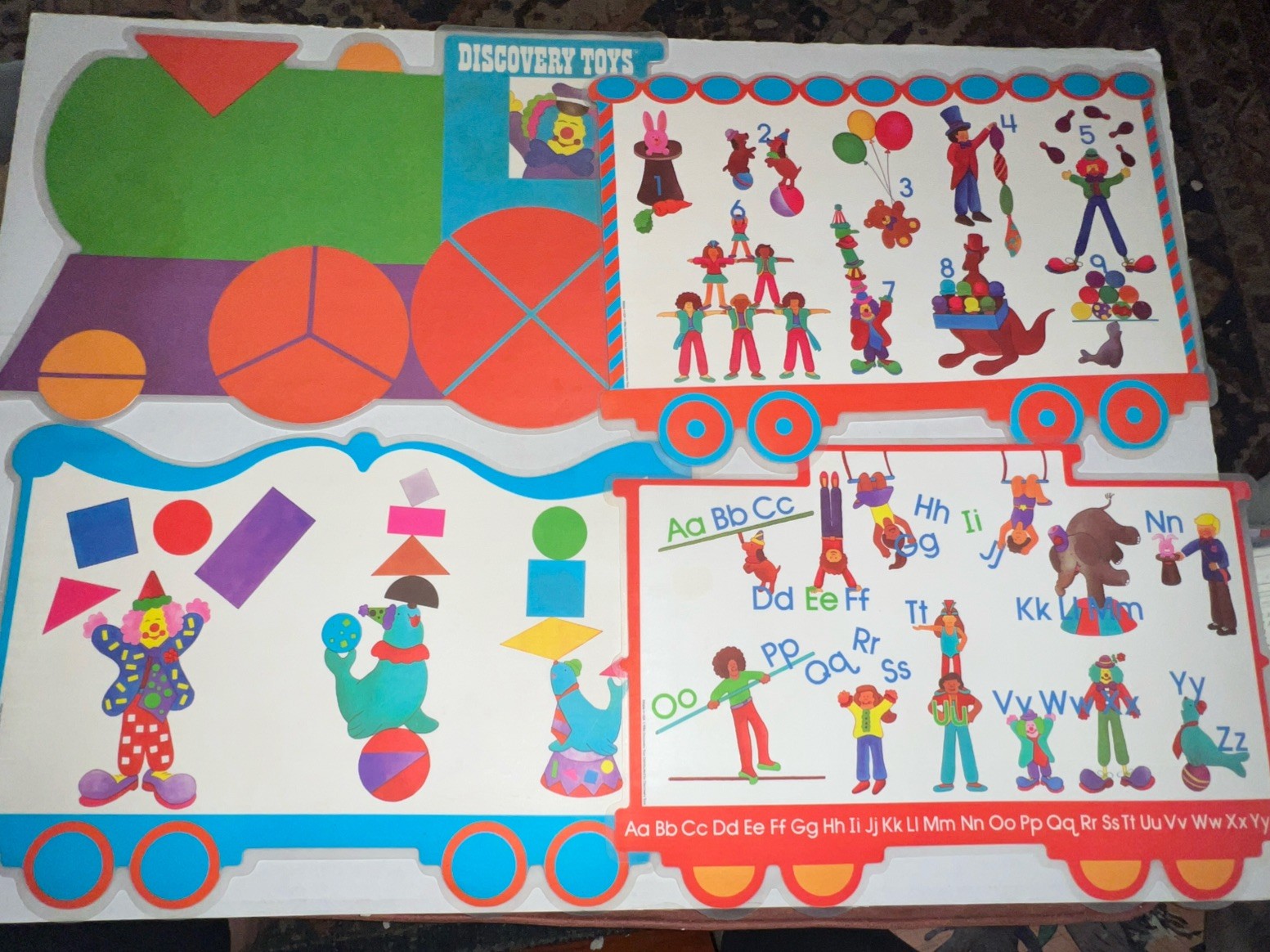 Vintage Laminated Discovery Toys- Home School Place Mat Set of 4 Reversible 1986