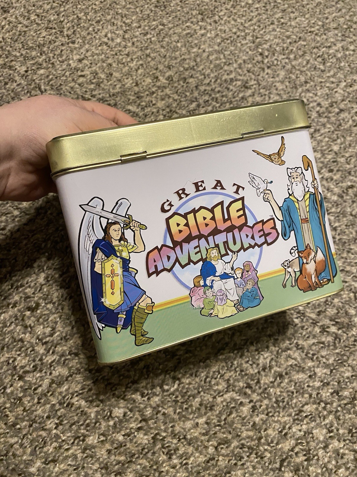 Great Bible Adventures Tin Box w/ Bible Fun Cards for Kids Sunday School Jessus