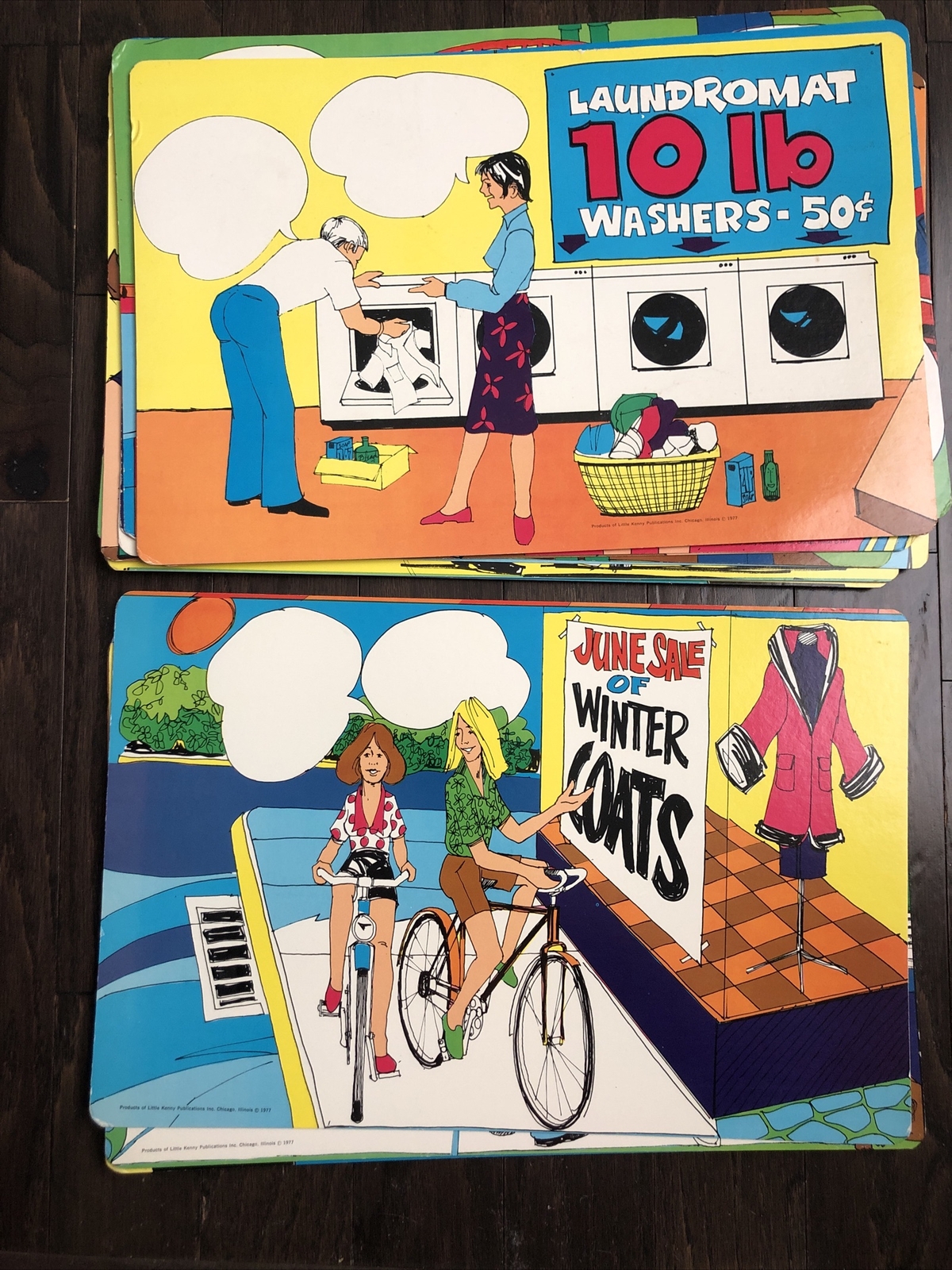 1977 Lot Of 15 Educational Posters English Vintage ESL ELL