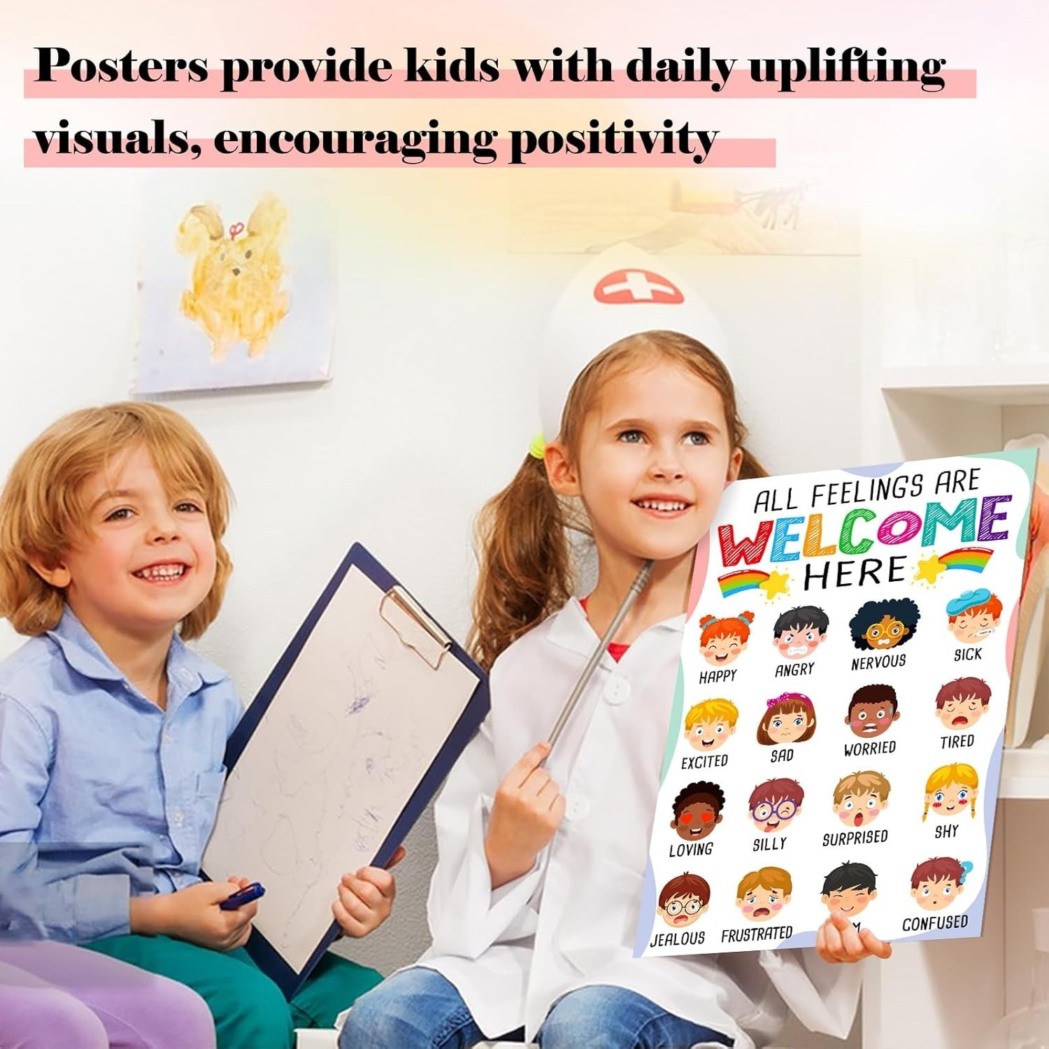 Colorful Feelings Poster for Classroom Decor – 11.2×16.5 Inch Kids Learning