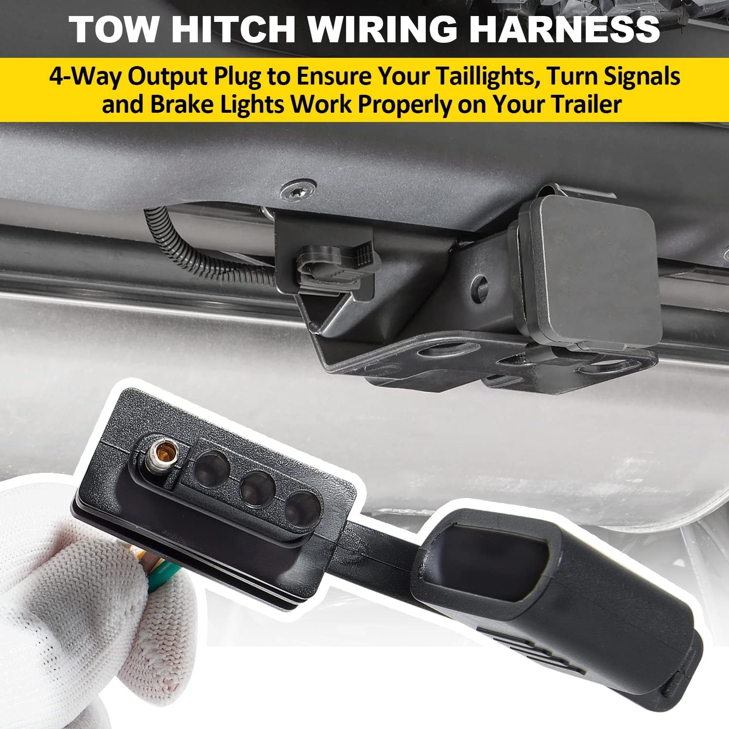 4-Pin Trailer Plug & Play Tow Hitch Wiring Harness fit for Jeep Wrangler Unli…