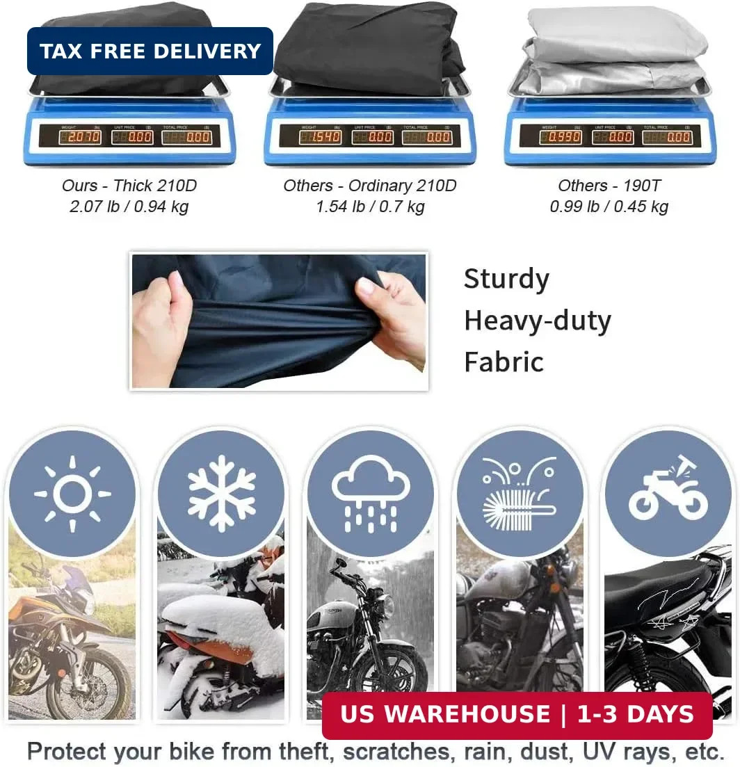 XYZCTEM Motorcycle Cover -Waterproof Outdoor Storage Bag,Made of Oxford Material