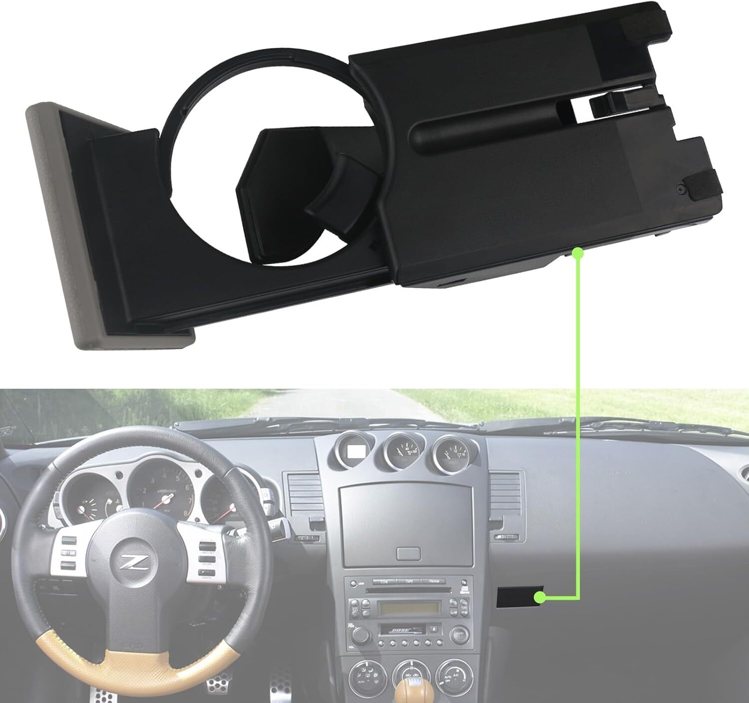 Dash Dashboard Cup Holder Assembly Gray Compatible with 2003-2005 Nissan 350Z