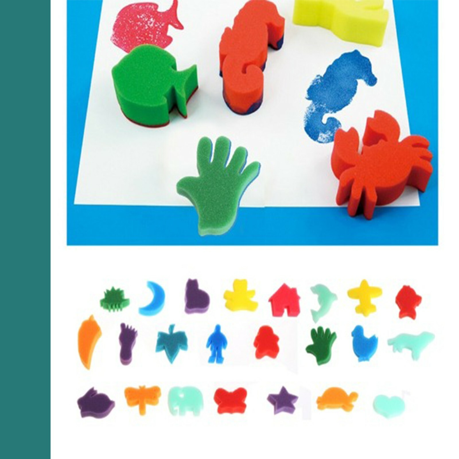 24Pcs Sponge Set Children Kids Art Craft Painting Toy Home Education Toy for Gi