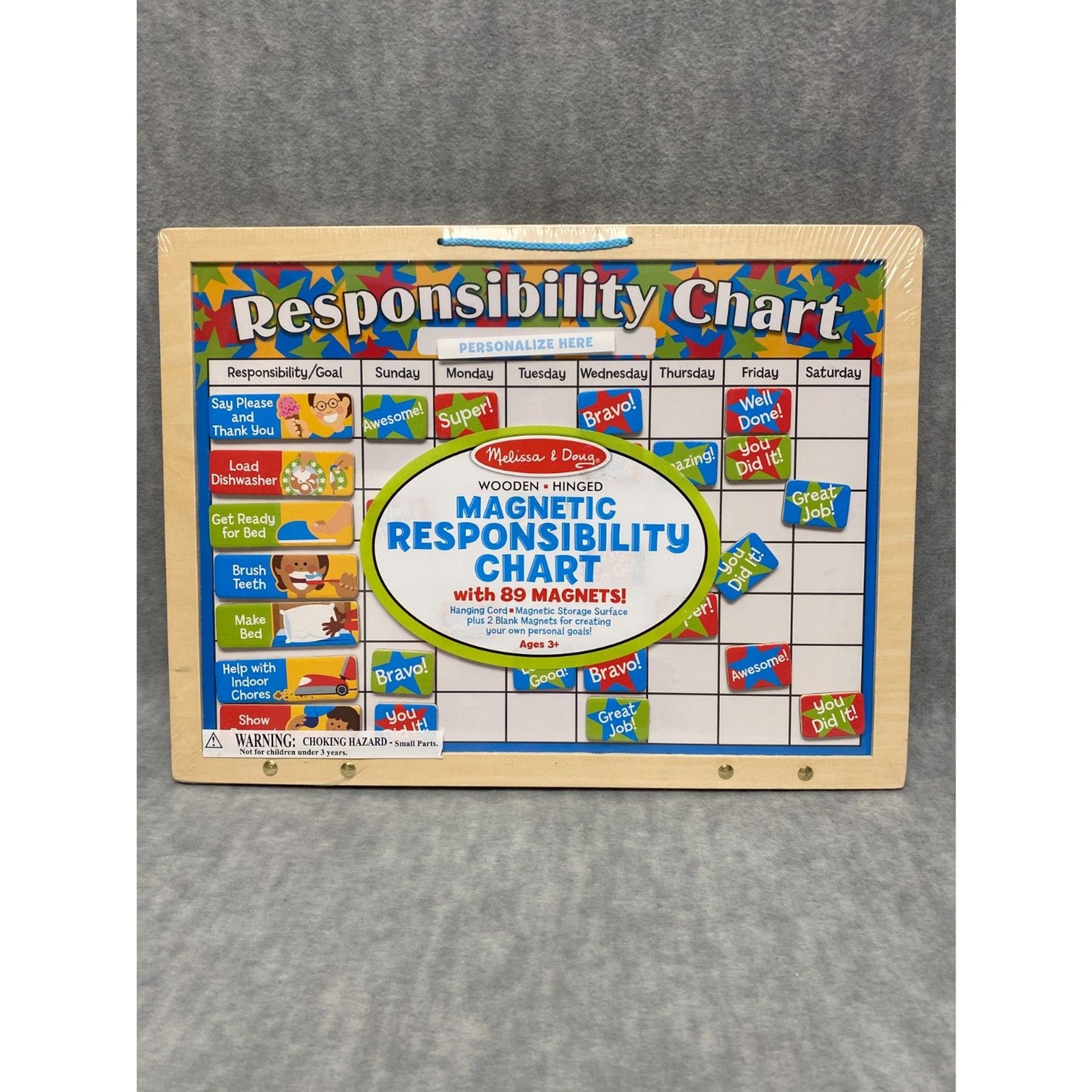 Melissa & Doug Magnetic Responsibility Chart Wooden Hinged 89 Magnet Hanging