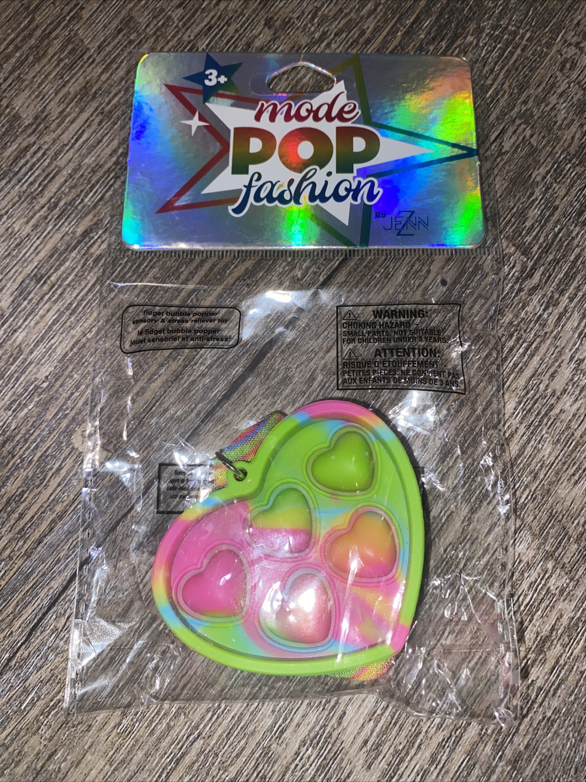 RAINBOW HEART Pop Toy Fidget Sensory Kids Necklace Autism Stress Fidge It
