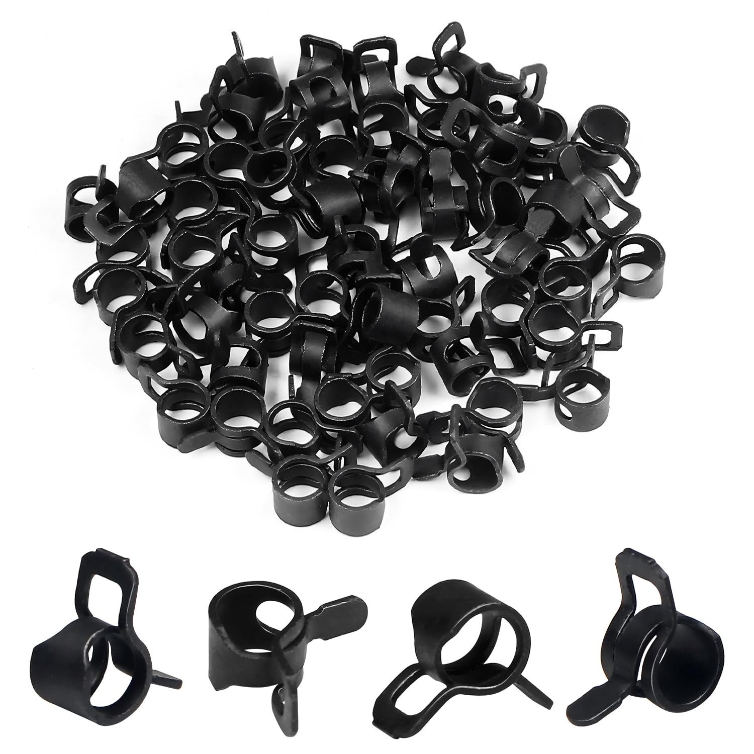 60Pcs 0.24″(6mm) ID Spring Band Hose Clamps, 1/4″ ID Fuel Line Hose Clamp, Lo…