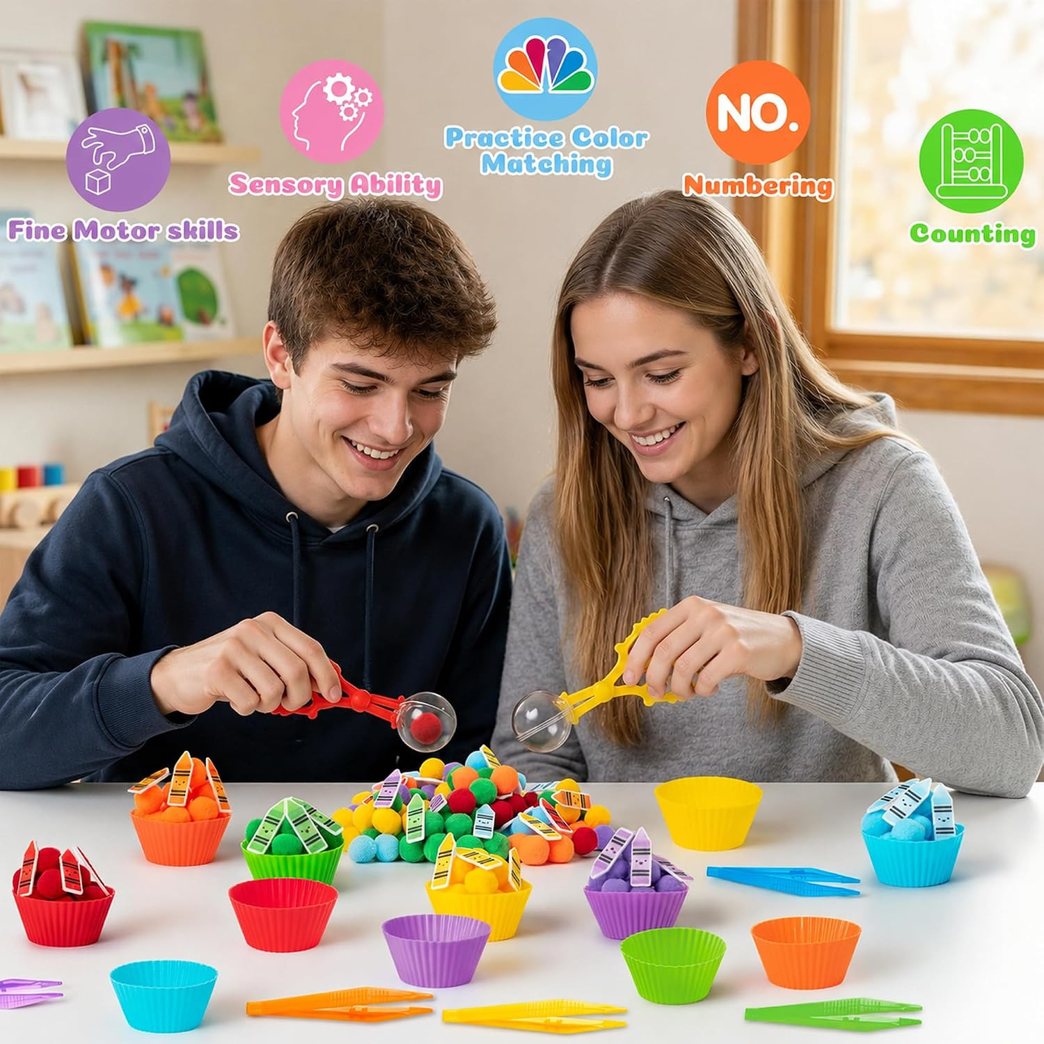 EZdhuawuse Crayon Sensory Bin Fillers, 321Pcs Back to School Fine Motor Set | Co