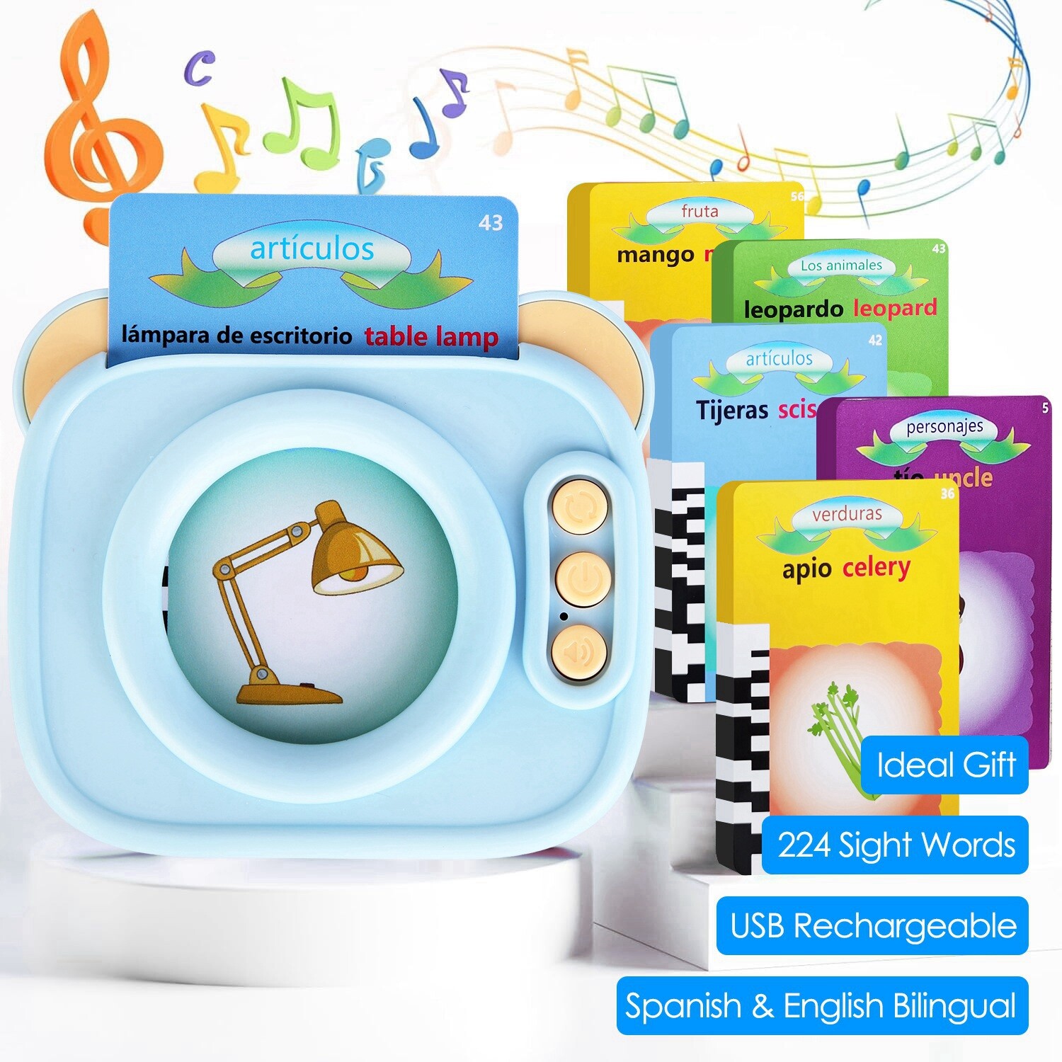224 Sight Words Spanish & English Talking Flash Cards for Toddlers 1 – 8 Toys