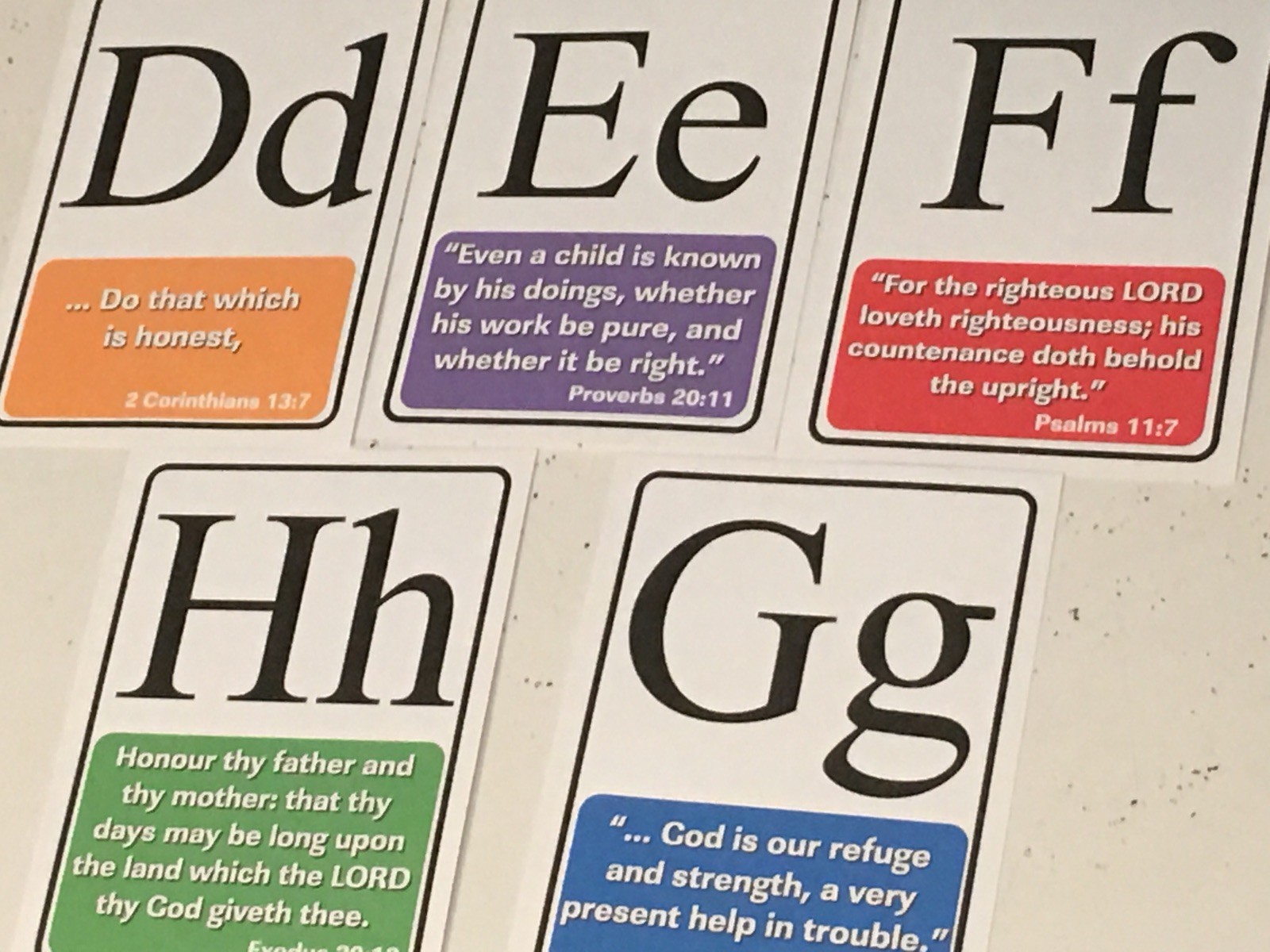 Bible Alphabet Cards – Memory Verse Cards Kindergarten – 26 Cards – 4.25 x5.5