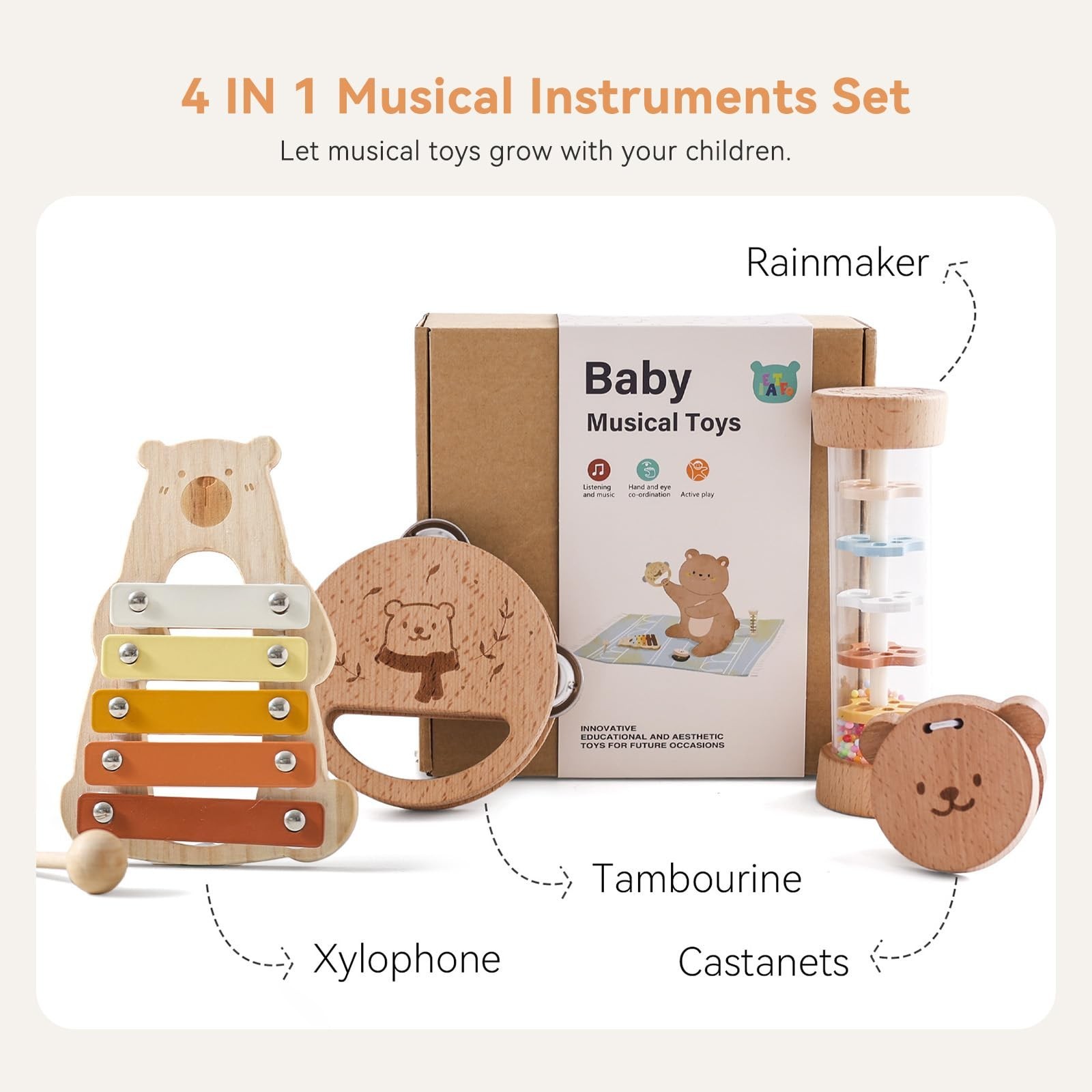 Baby Musical Instruments – Your Child’s First Musical Toys with Castanet…