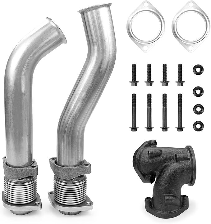 Turbo Diesel Exhaust Manifold Bellowed Up Pipes Kit Compatible with Ford