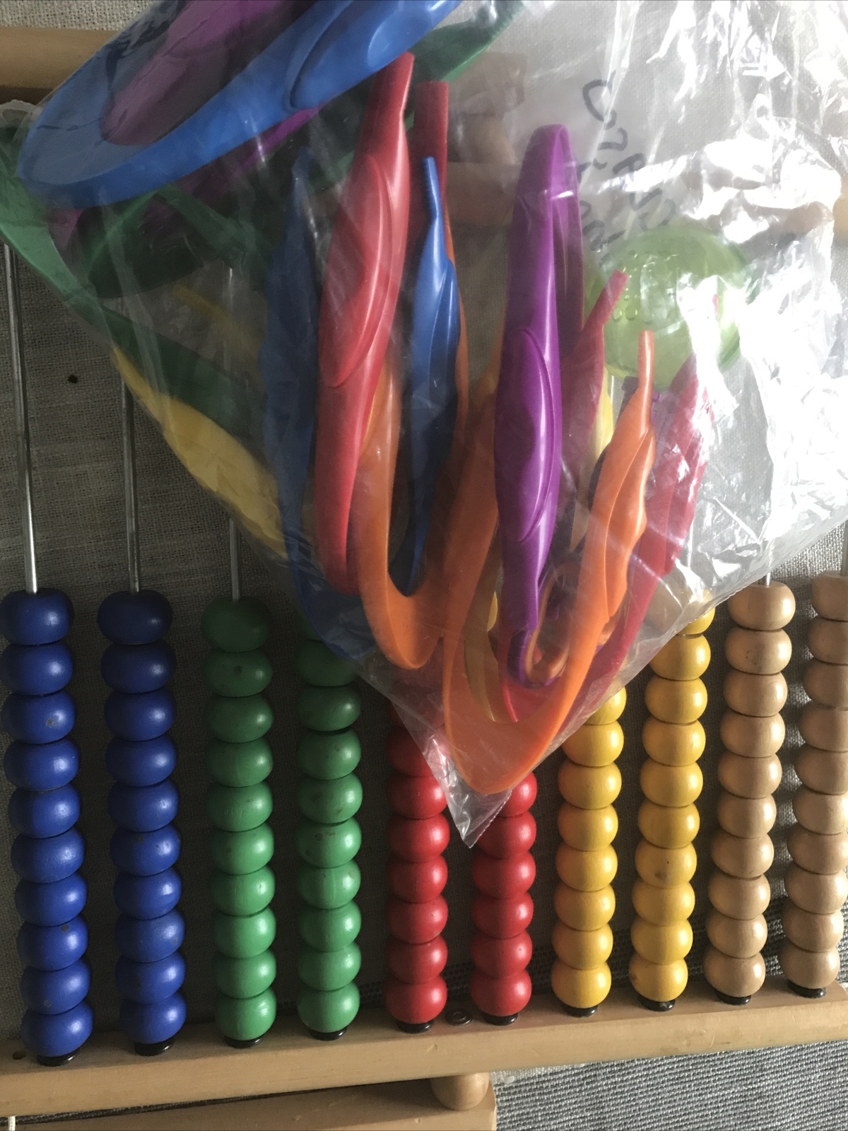 Abacus + Lot 12 Learning Resources Jumbo Tweezers Fine Motor Skill Preschool