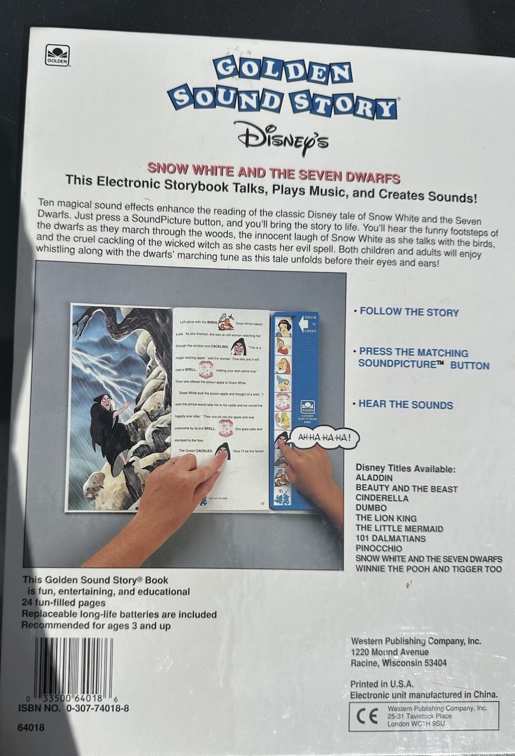 Golden Books Golden Sound Story Snow White Electronic Book 1994 vintage