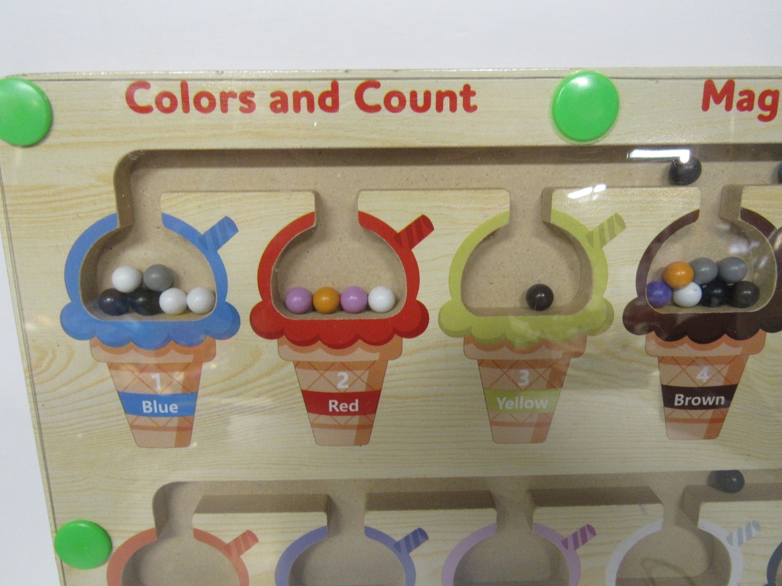 Educational Magnetic Colors/Count Maze Wooden Ice Cream Cone Magnet Board Puzzle