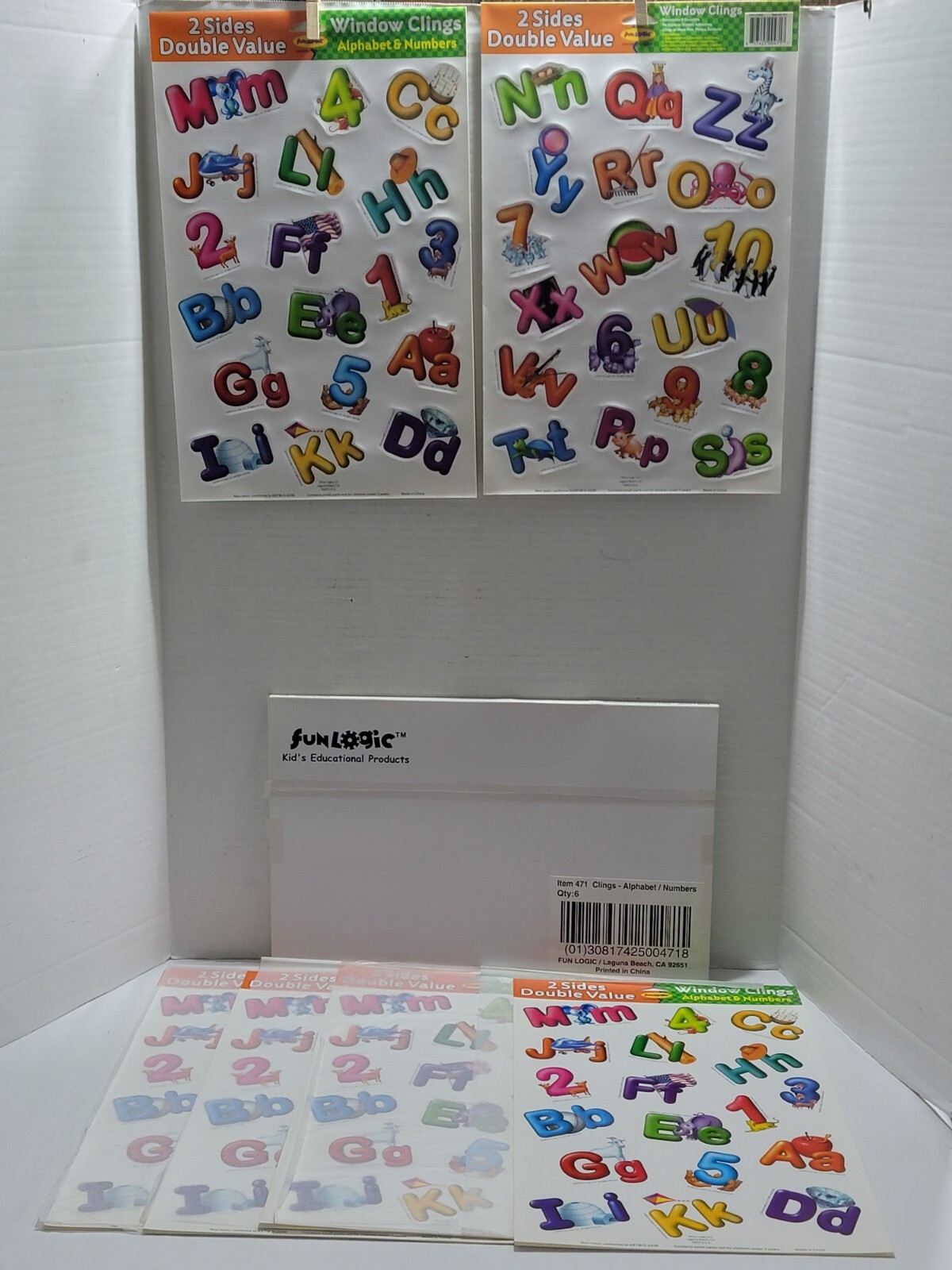 6 FULL SETS OF ALPHABET WINDOW CLINGS + NUMBERS 0-9 EDUCATIONAL HOME SCHOOL NEW