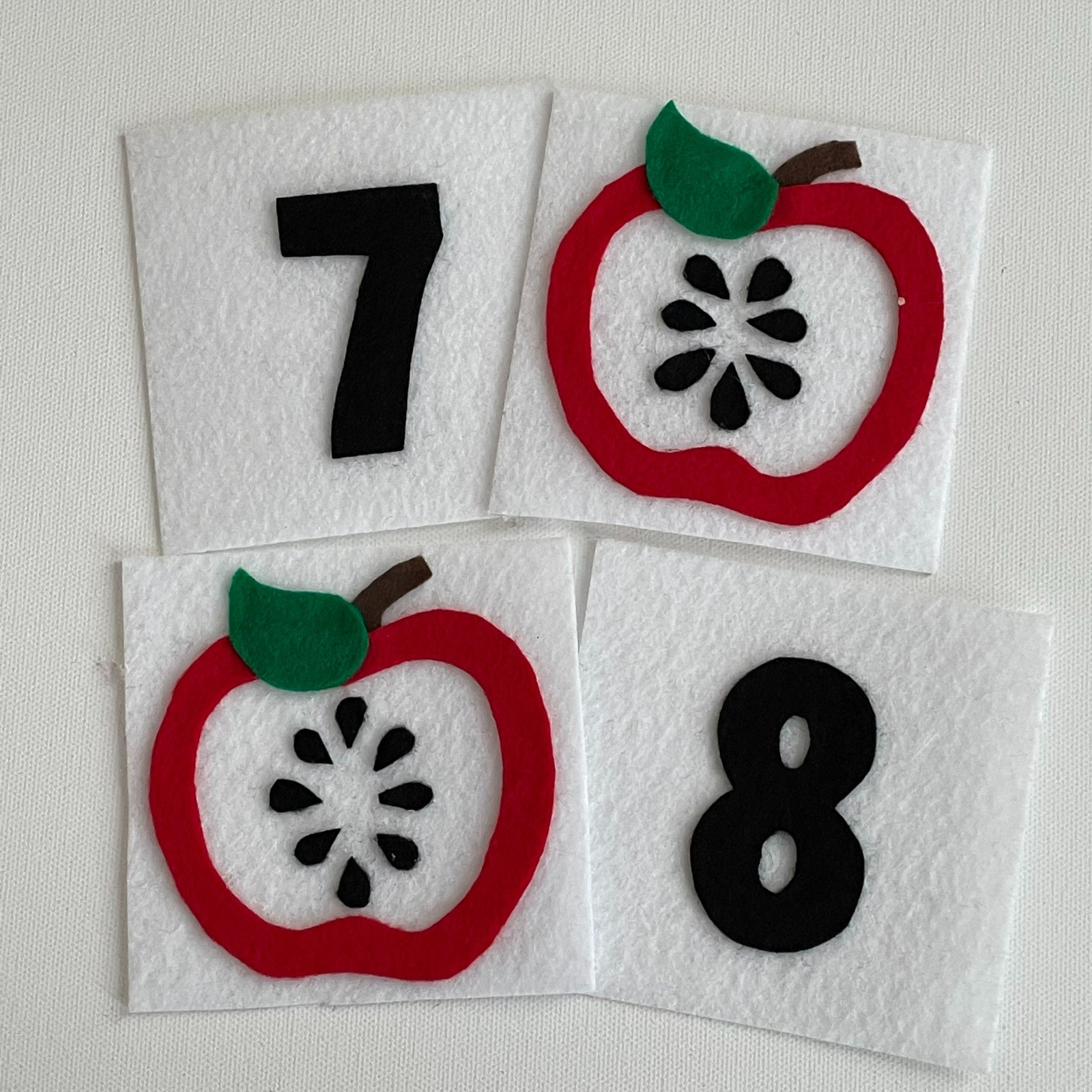 Apple Seed Count and Match Felt Pieces for Felt/Flannel Board Play