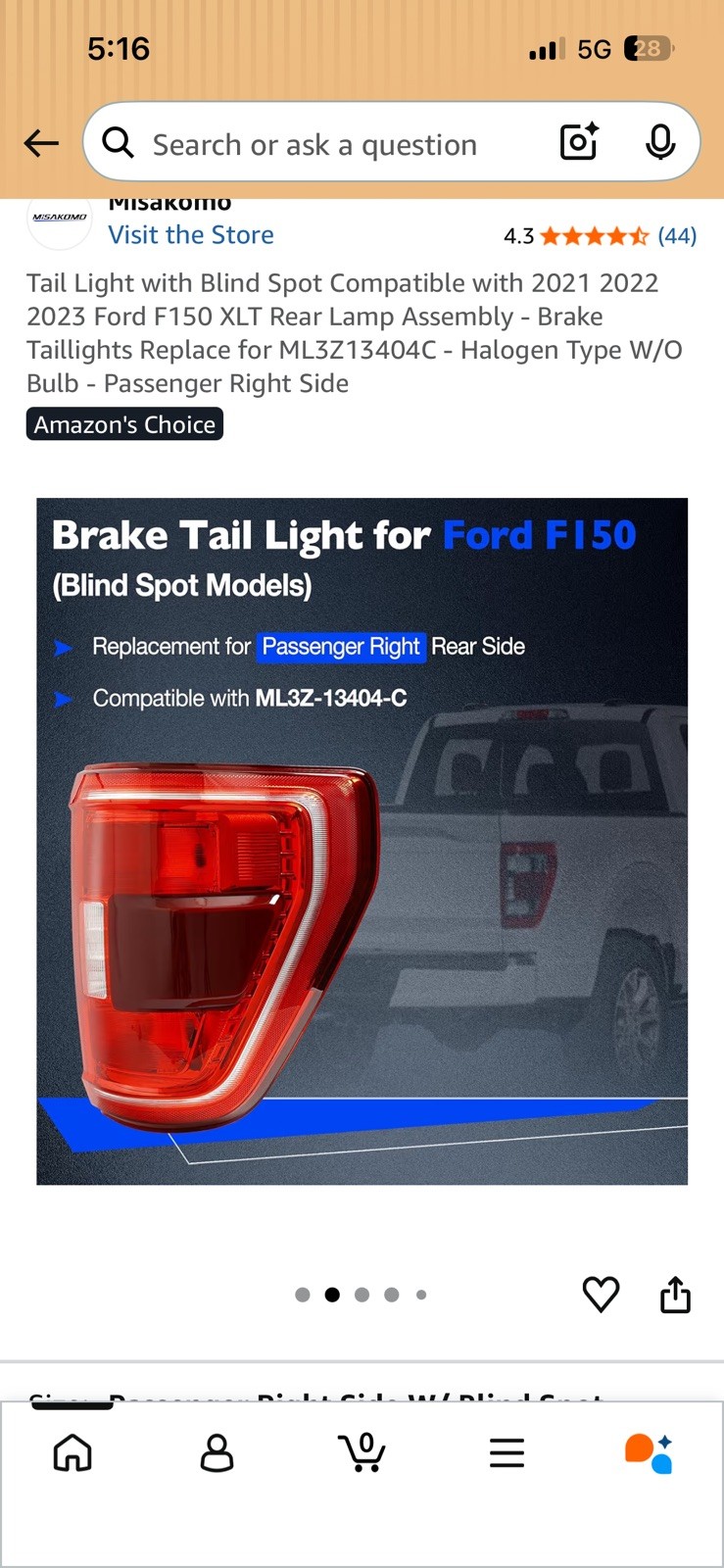 Tail Light with Blind Spot Compatible with 2021 2022 2023 Ford F150 XLT Rear …