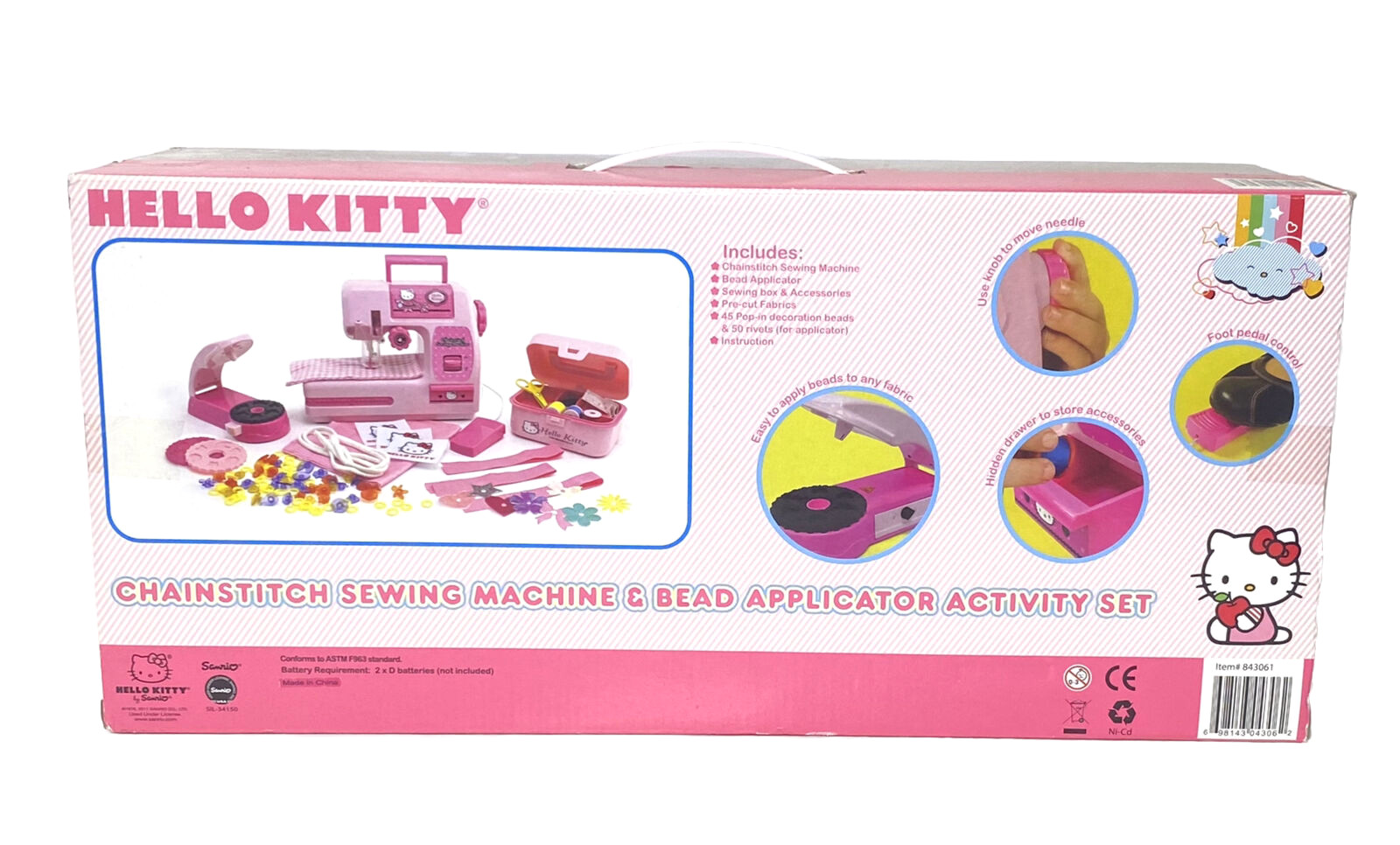 Hello Kitty Chainstitch Sewing Machine & Bead Applicator Activity Set Sanrio NOS