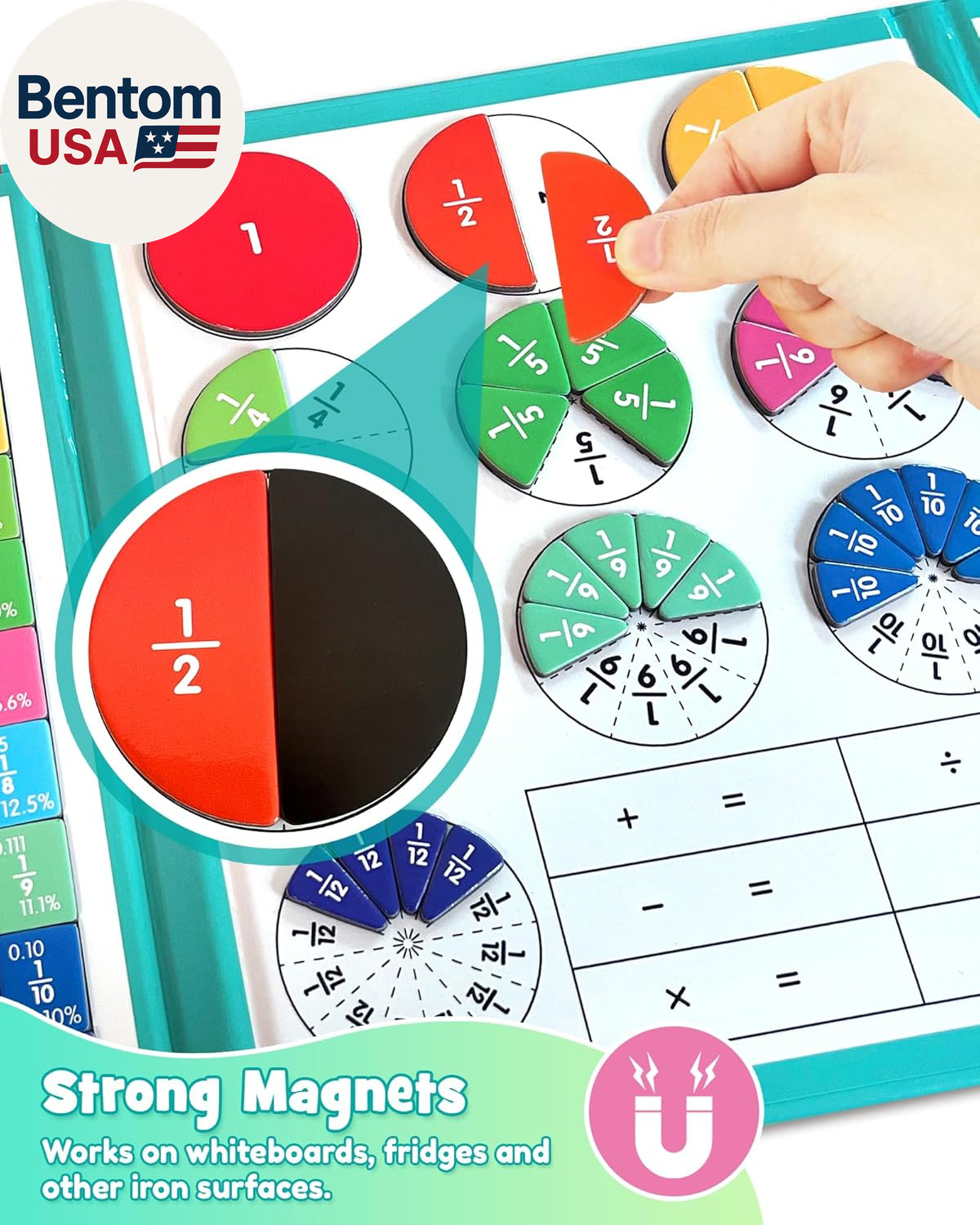 Magnetic Fraction Educational Puzzle, Magnetic Fraction Demonstration Book with