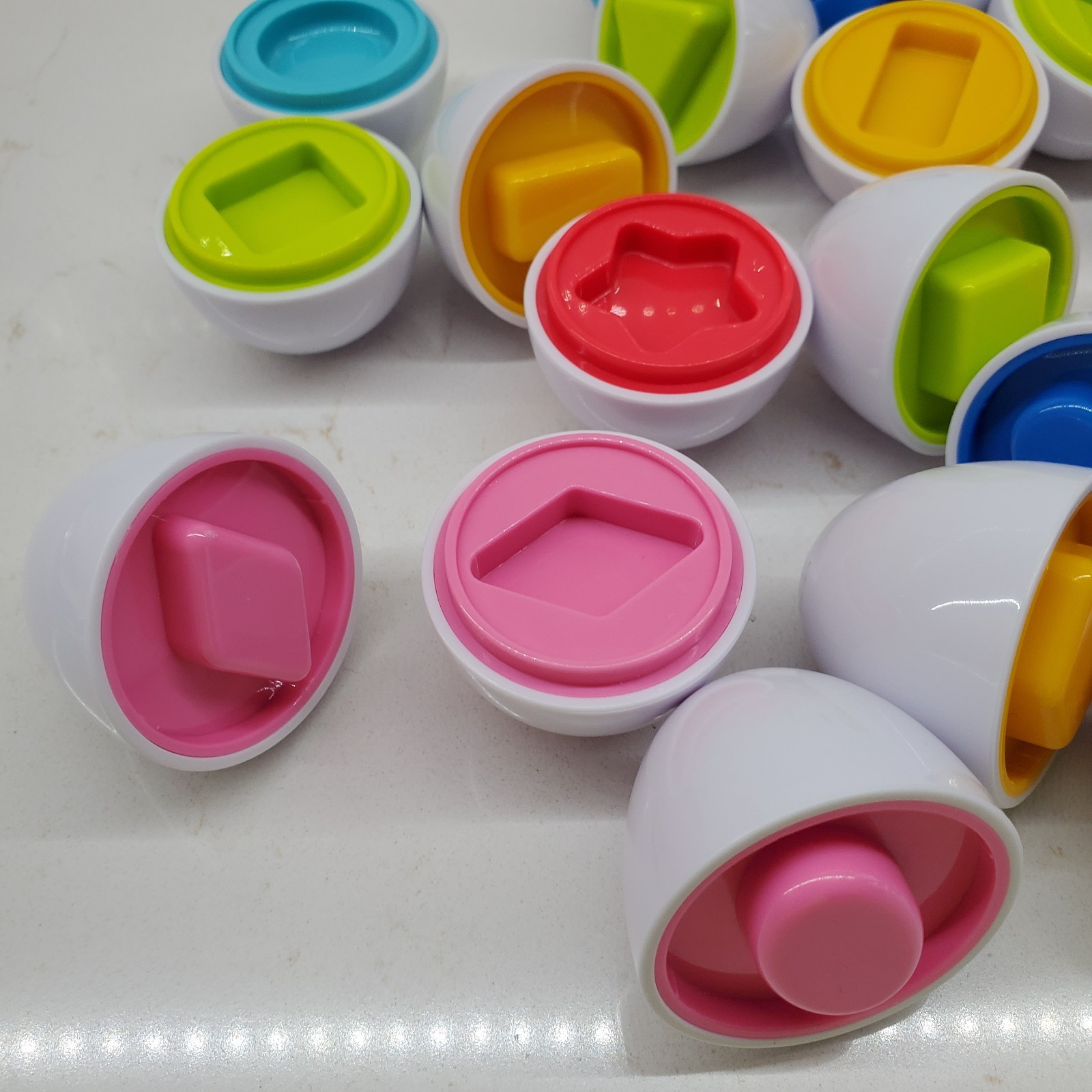 Matching Shapes Game 12 Plastic Eggs – Shapes & Color Sorter Educational Play