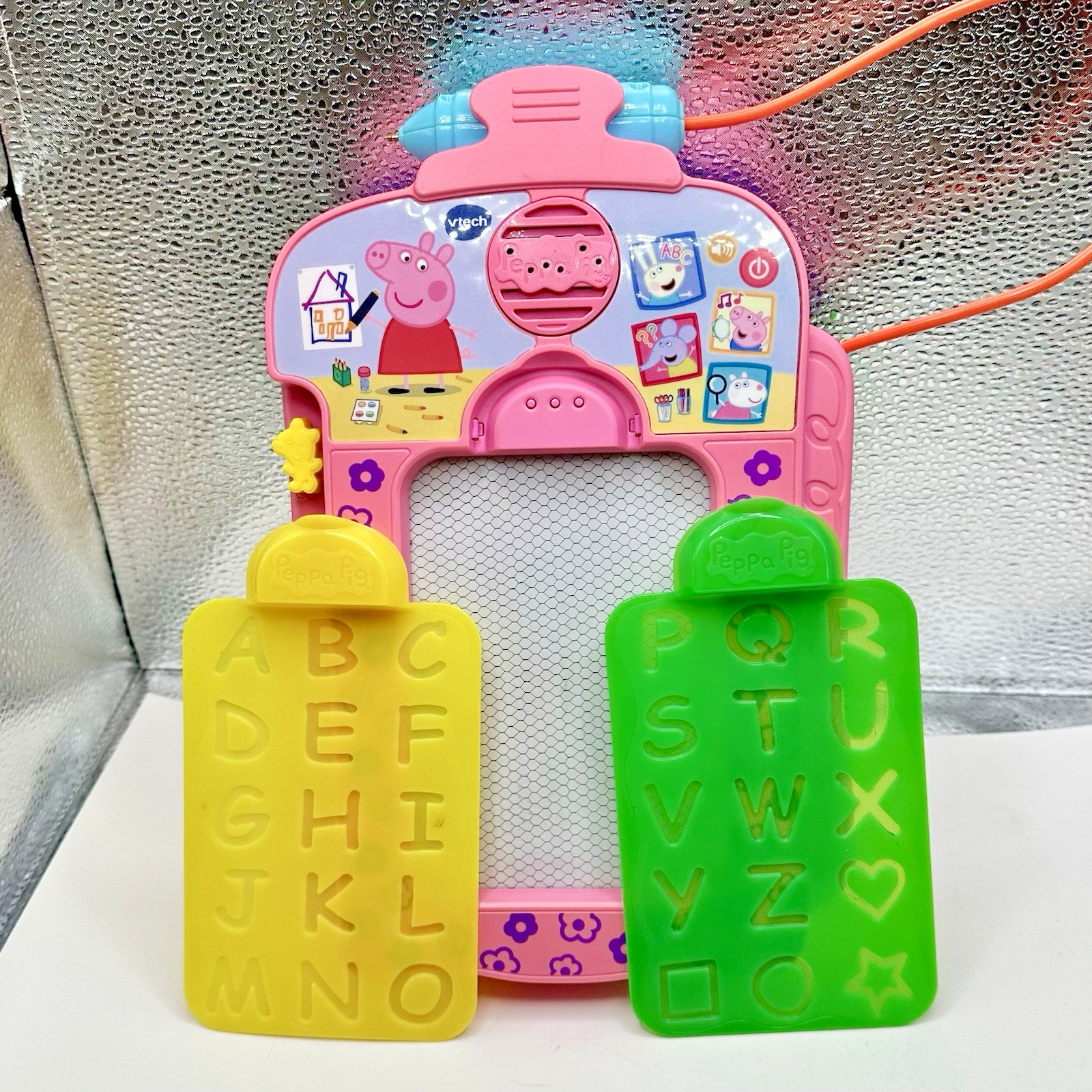 Disney VTech Peppa Pig ~ Talk & Trace Clipboard with 2 Alphabet Stencils ~ ABCs