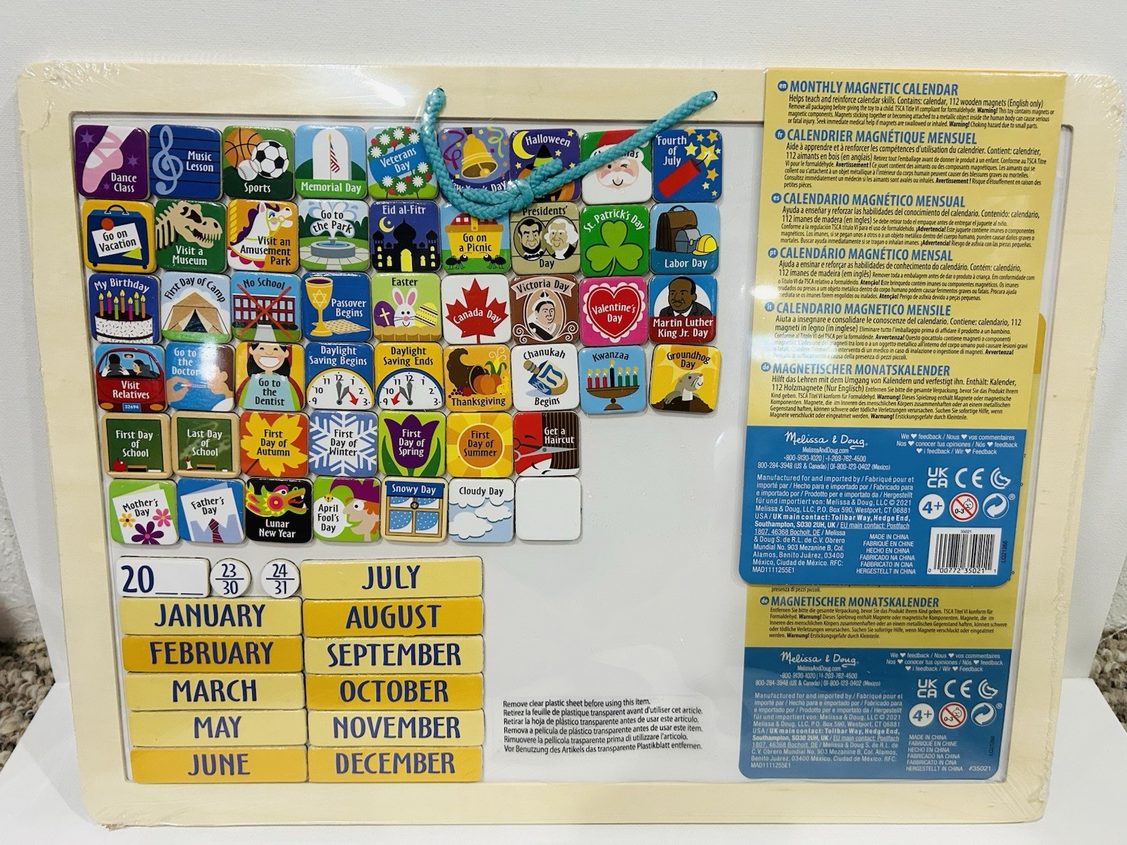 Melissa & Doug Monthly Magnetic Calendar 112 Pieces Wooden Kids Learning Toy NEW