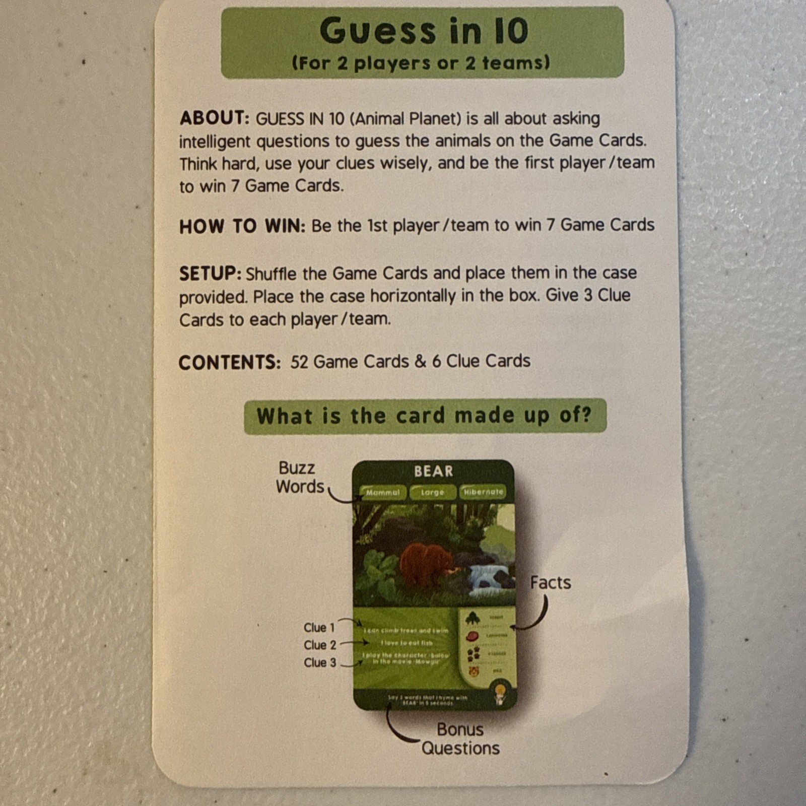 Skillmatics GUESS IN 10 Animal Planet ~Family Card Game 2-6 Players 6+ ~COMPLETE