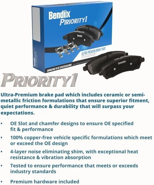 Bendix Priority 1 Ceramic Brake Pads Set For Buick Envision Cadillac Xt4