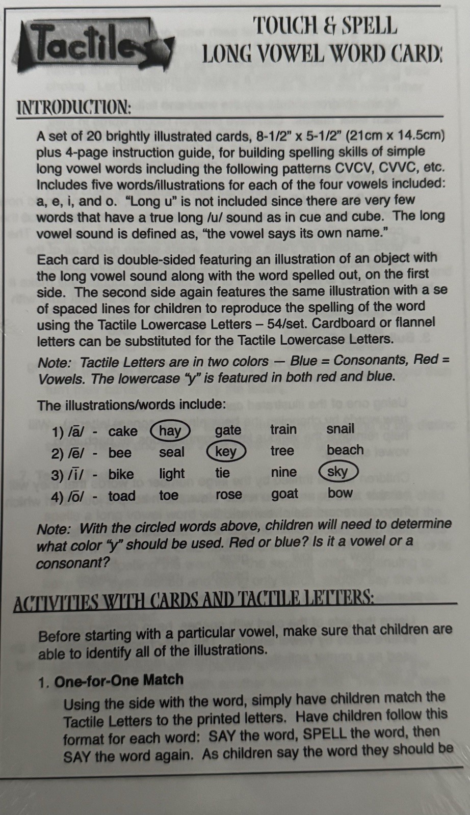 Touch And Spell Long Vowel Word Cards