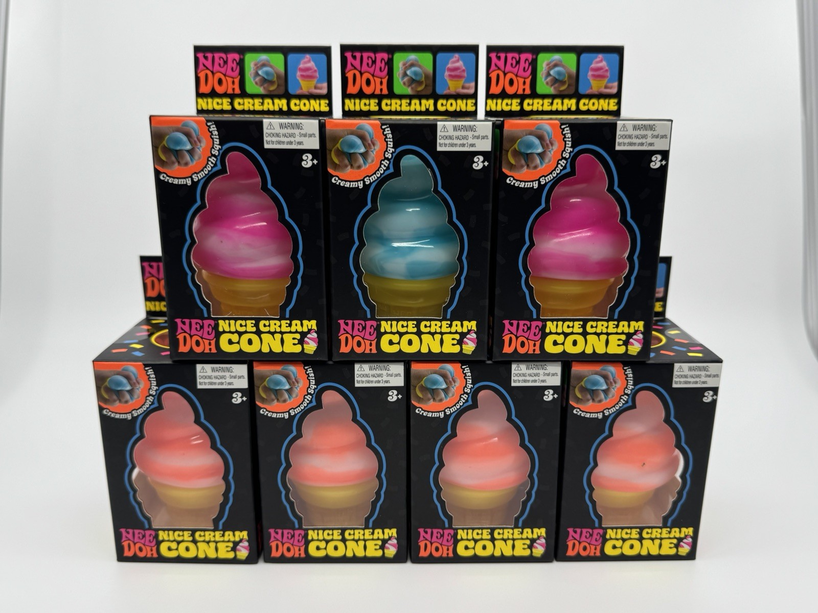 NeeDoh Nee Doh Nice Cream Cone Lot of 7 Orange Pink & Blue 🔥