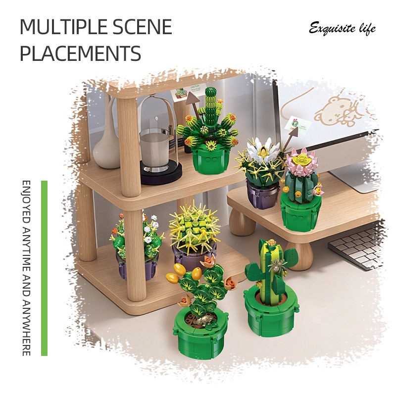 Cactus Potted Plant Set 9 Sets Building Blocks Creative Toy