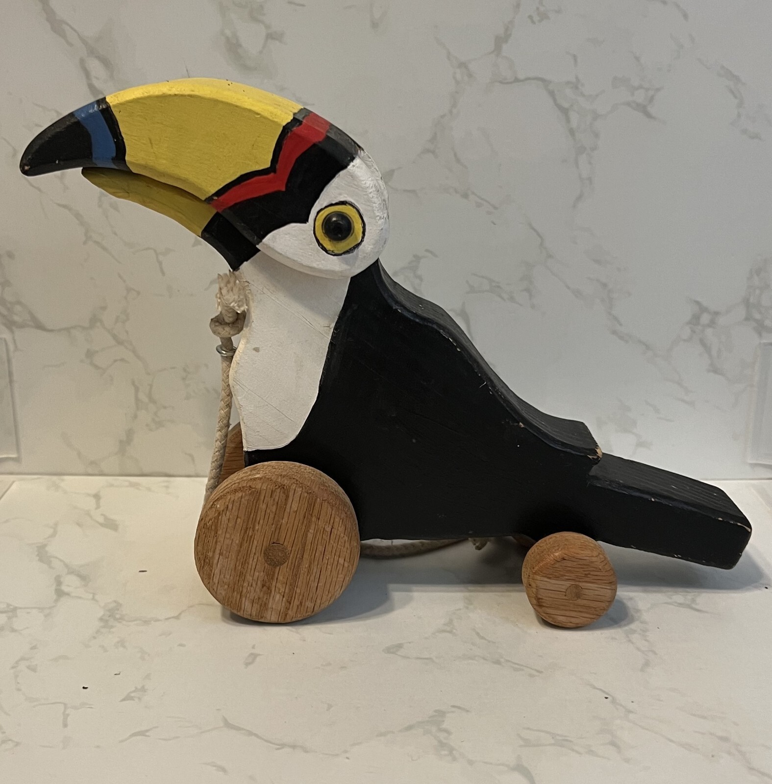 Unbranded Wooden Activity Toucan – Pull Along Toy 8″ Tall 10″ Long and 3″ Wide