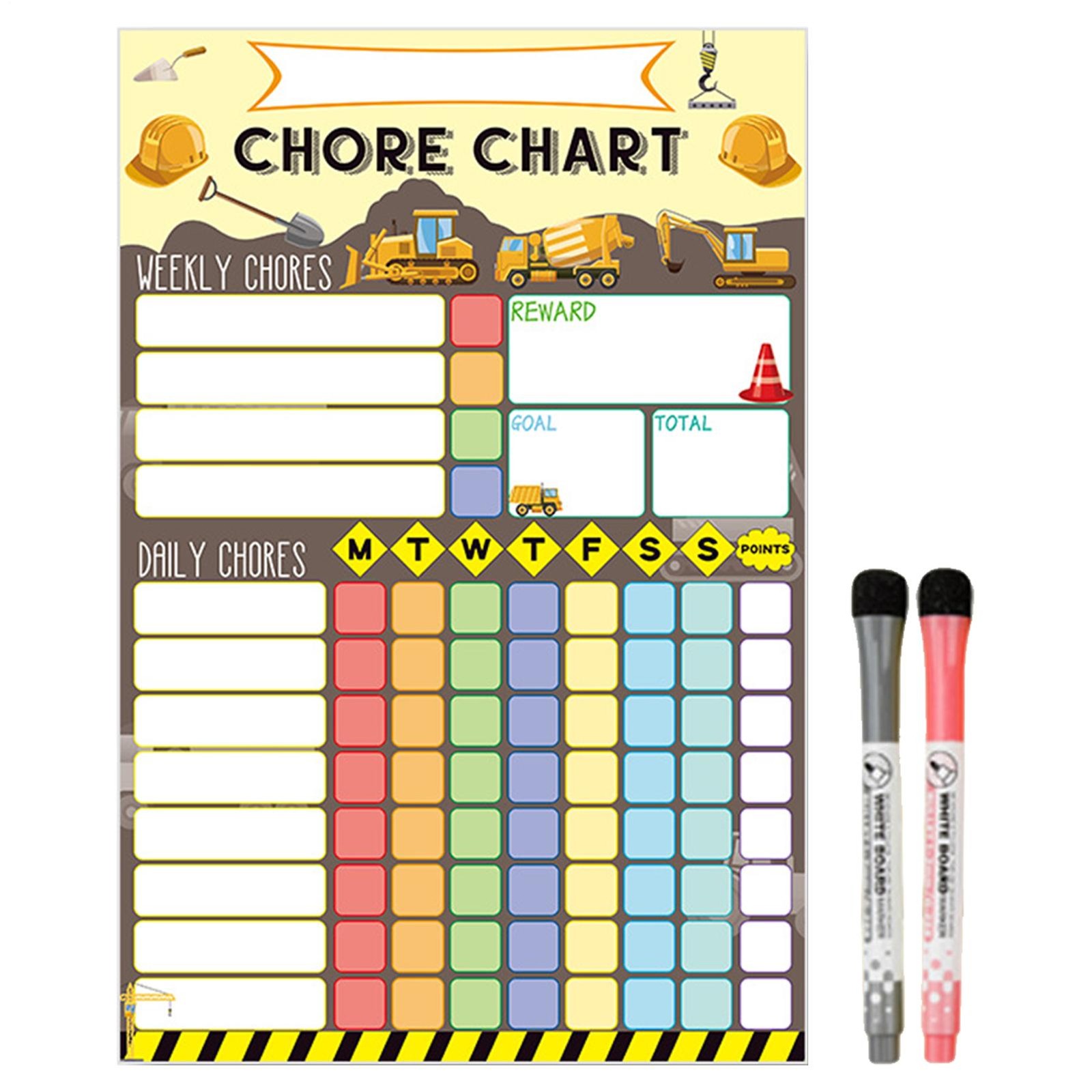 Magnetic Chore Chart Weekly Visual Schedule for Kids Dry Erase Behavior Charts