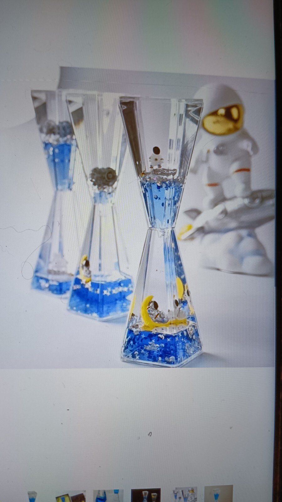 Liquid Hourglass Resin Statue Moonman Figurine With Lighted Base
