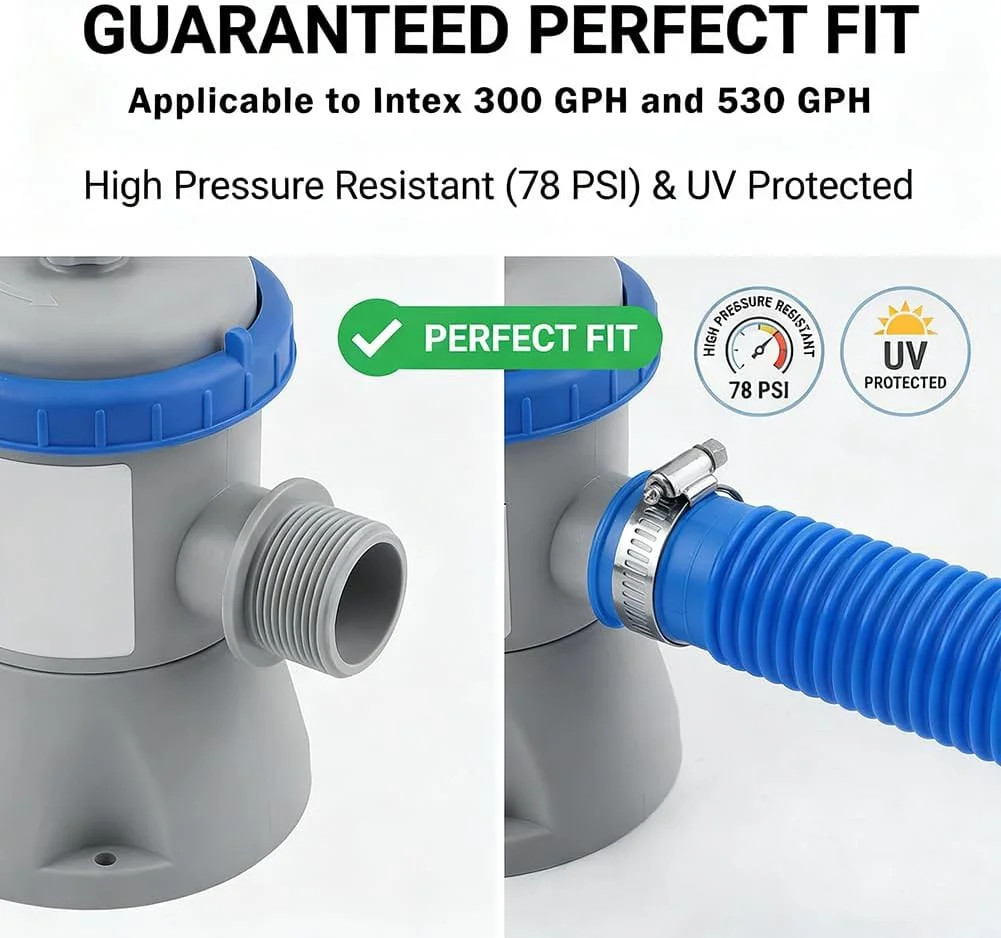 Pool Hoses for Above Ground Pools, 4 Pack 1.25 x 59 Inch Pool Filter Pump Hoses,