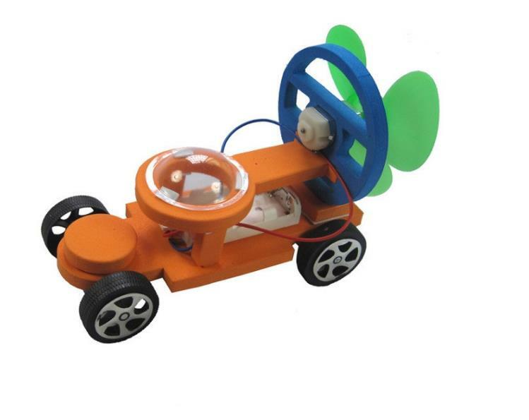 DIY Wind Power Car Model Wood Electric Science Experiments Kit