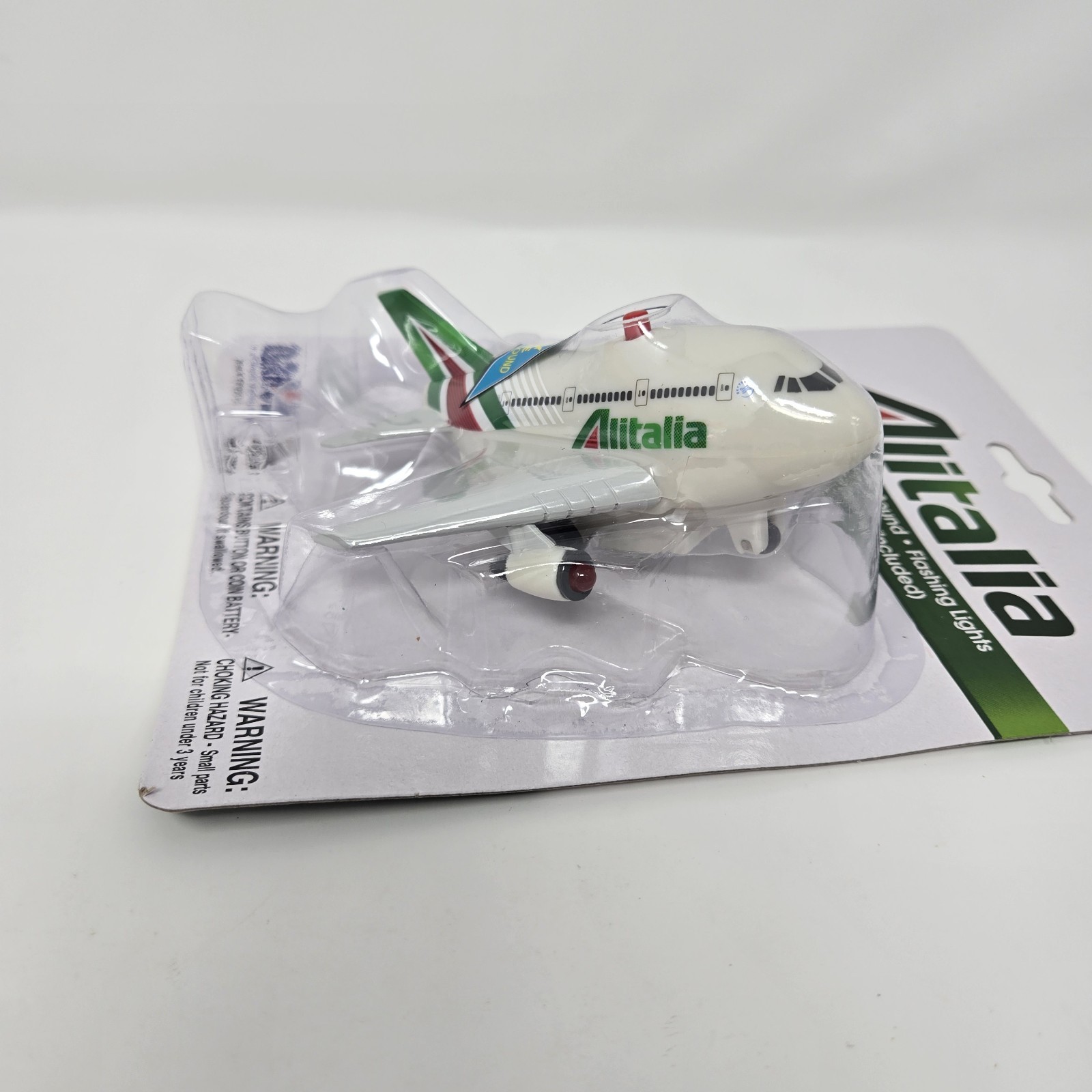 ALITALIA Toy Kids Fun Plane Jet Pull-Back Release Light Up & Noises HTF RARE New