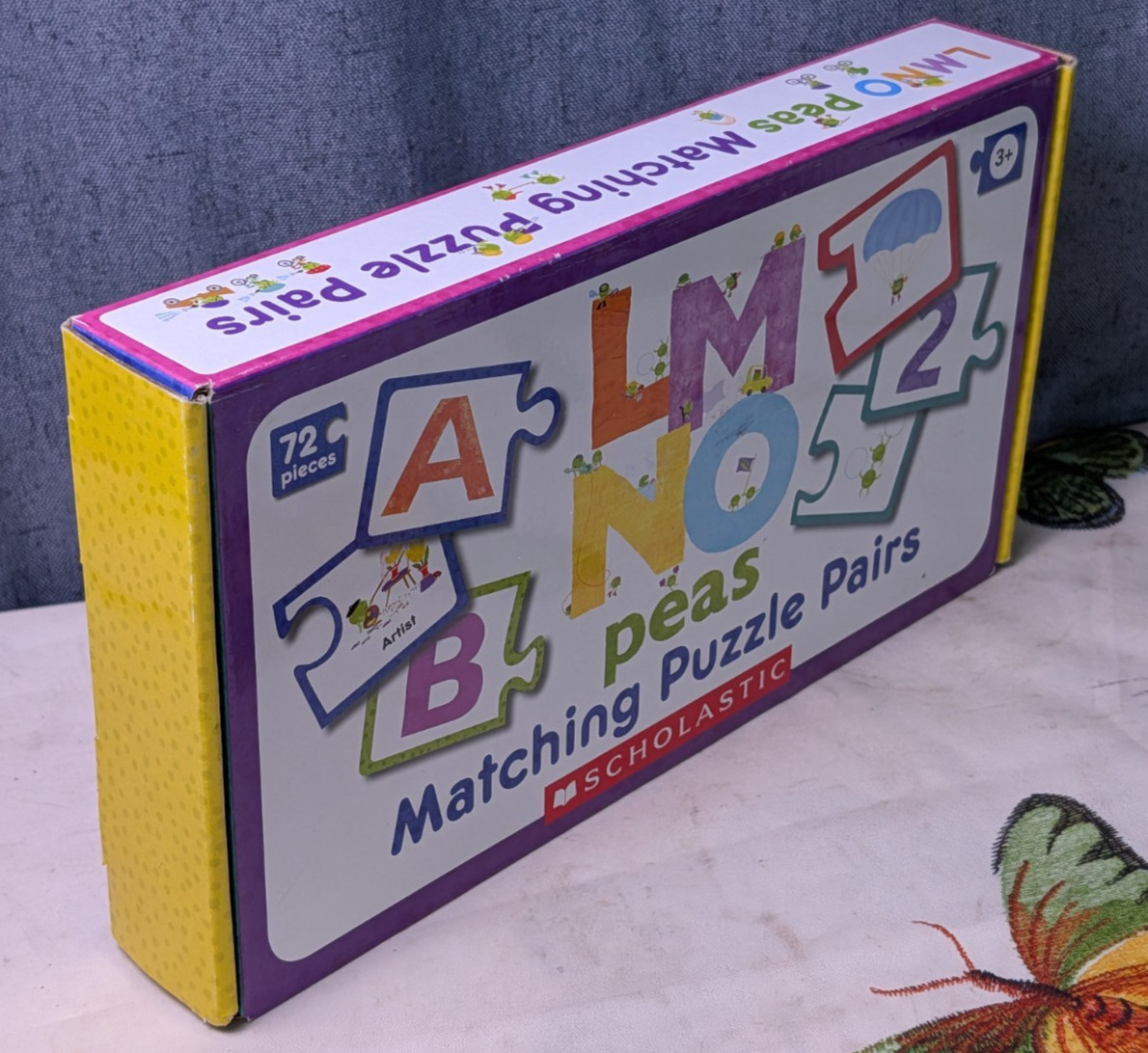 Alphabet Numbers 72 Pieces Scholastic LMNO Peas Matching Puzzle Pairs Kids