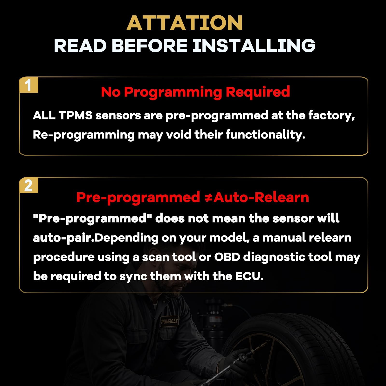 PUMBOAT 315MHz TPMS Silverado/Equinox/Tahoe/Escalade