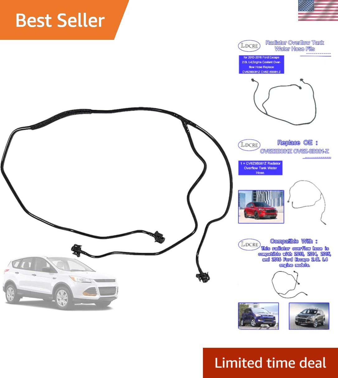 High-Performance Coolant Overflow Hose for Ford Escape SE, Titanium 2.0L L4 – Ga