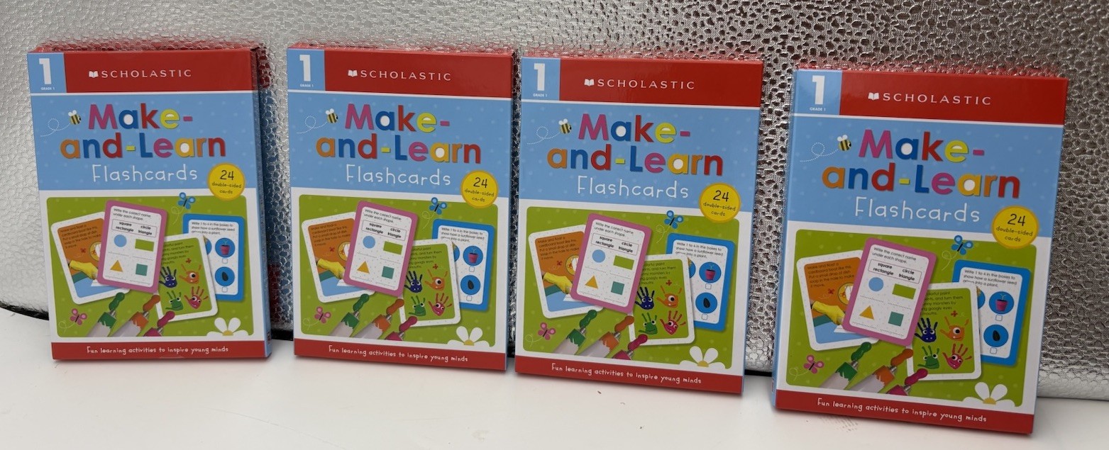 Lot of 4 Scholastic Grade 1 Make and Learn Flashcards 24 Double Sided New