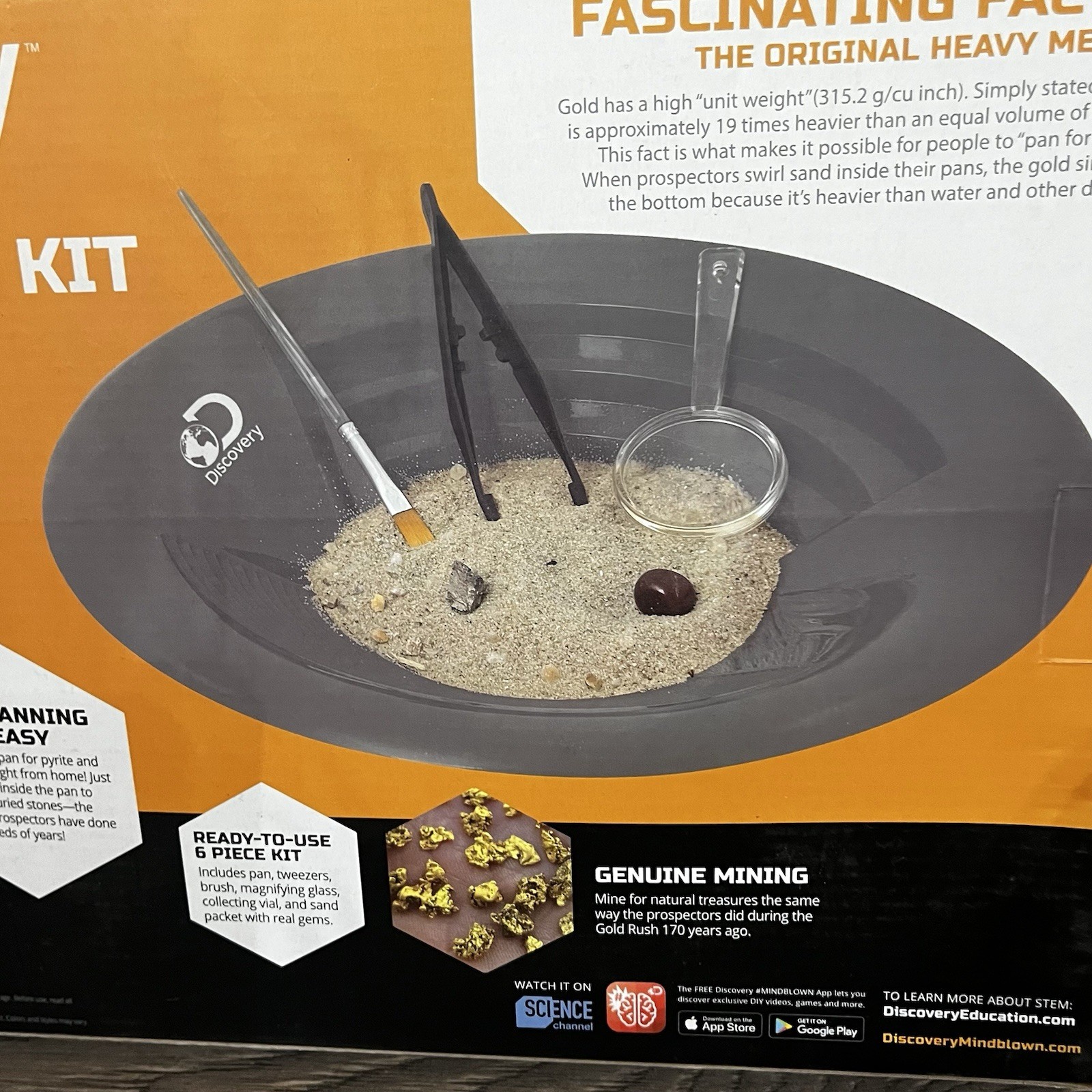 Discovery Mind Blown Gold Panning Science Kit With Excavation Tools Ages 8+ NEW
