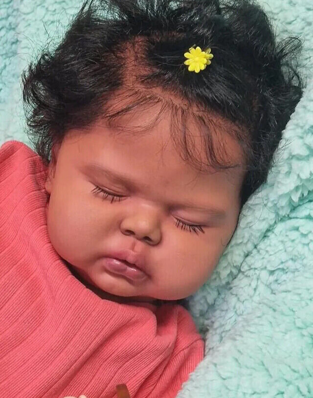 24inch Lifelike Reborn Doll Hand-rooted Hair Toddler Girl Pickle Dark Skin Gifts