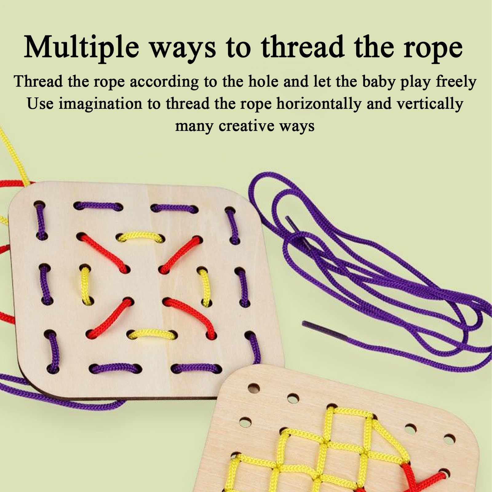 Wooden Lacing Toy Fine Motor Skills Portable for 3, 4, 5 Years Old Game Toys