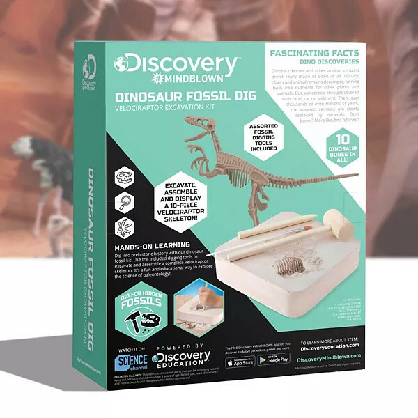 Velociraptor Dinosaur Fossil Excavation Dig Kit Discovery Mindblown STEM Toy