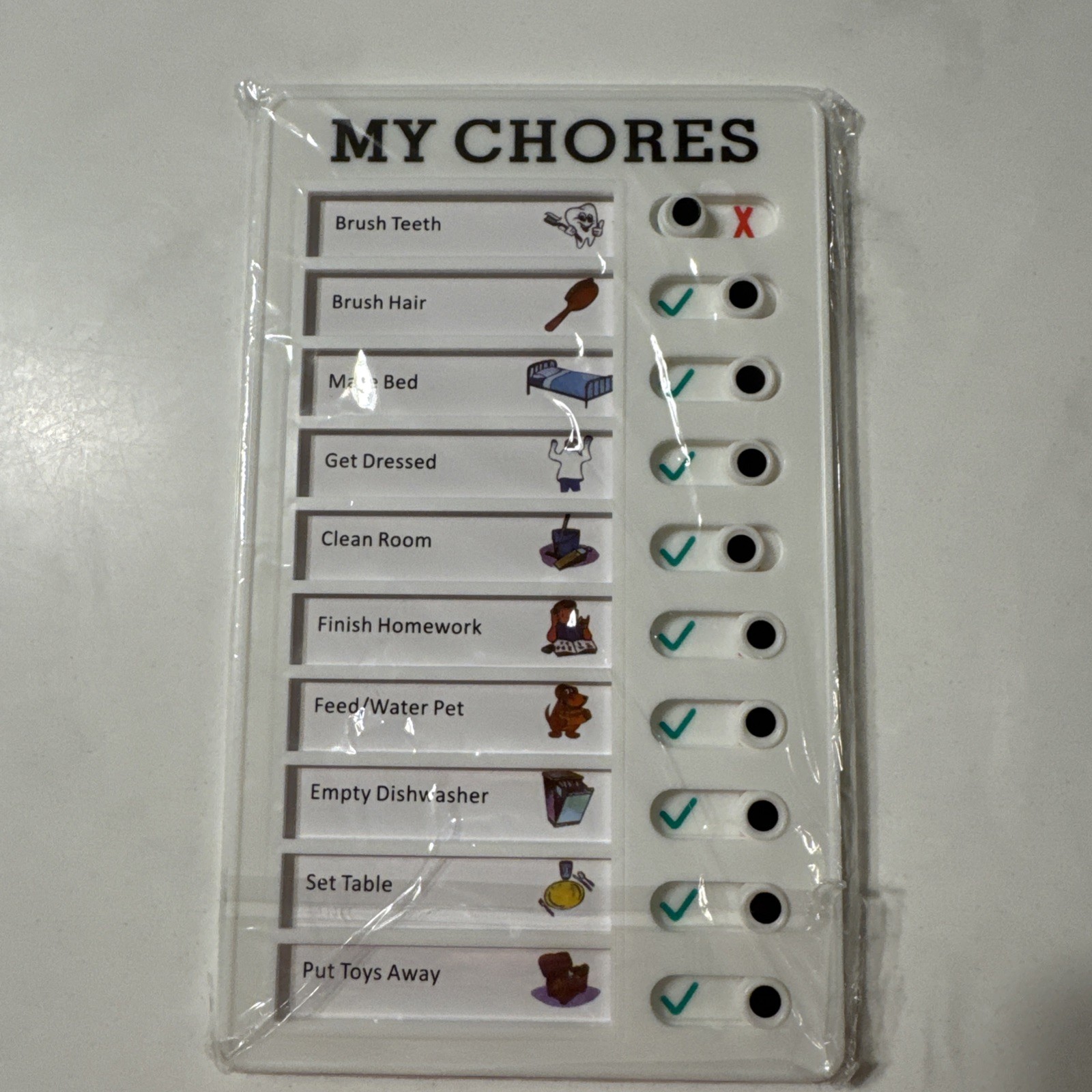 Chore Chart List Board. Slide Button “My Chores” New. No Tag.