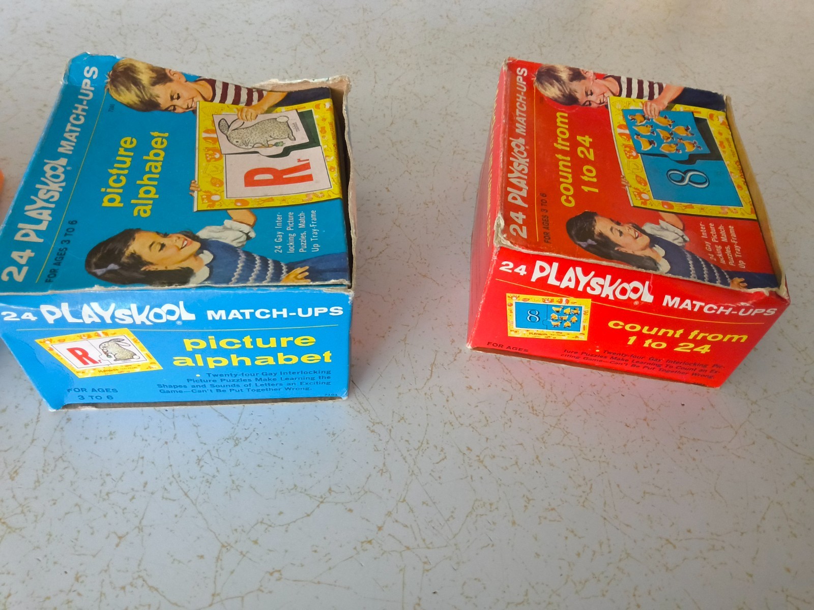 1964 Playskool Puzzle Match-Ups COUNT, ANIMAL HOMES, ALPHABET